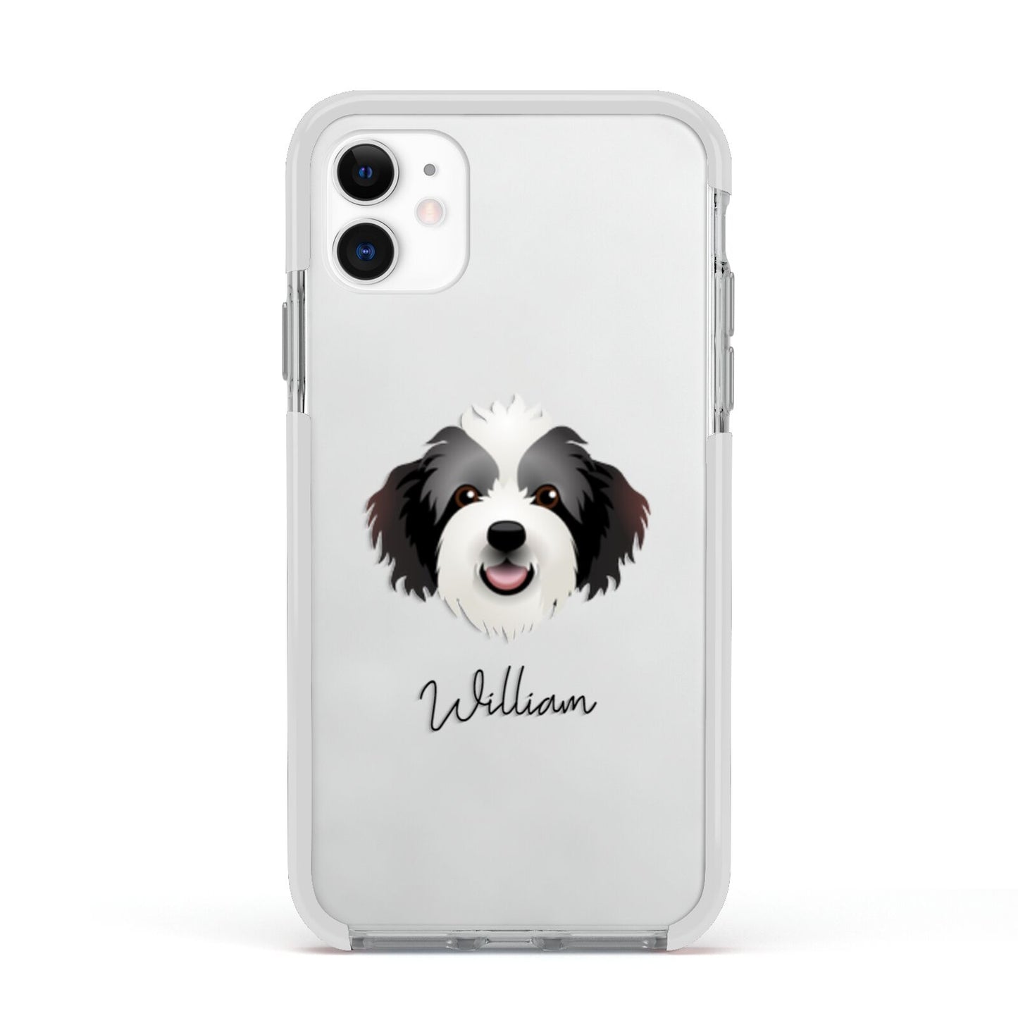 Bordoodle Personalised Apple iPhone 11 in White with White Impact Case