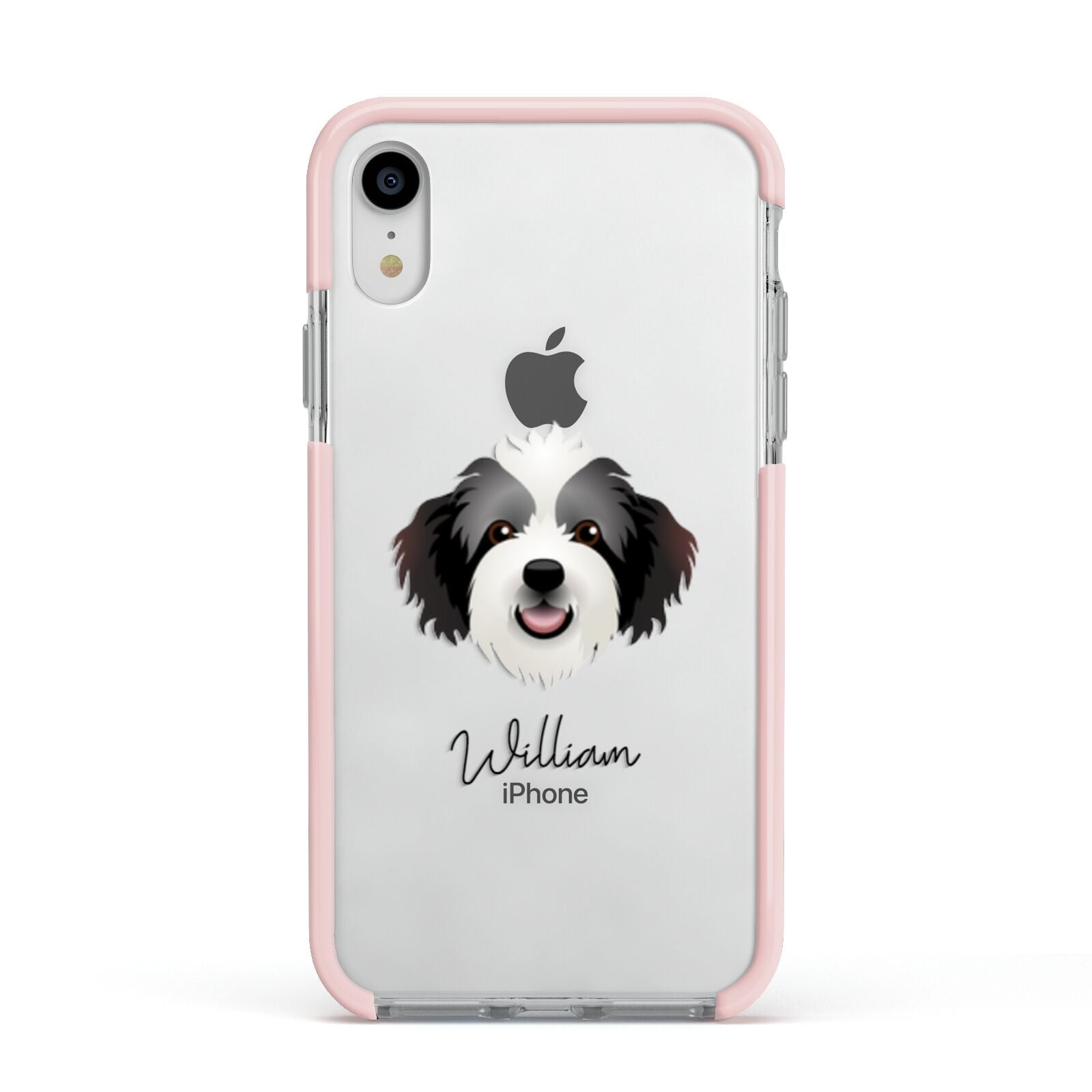 Bordoodle Personalised Apple iPhone XR Impact Case Pink Edge on Silver Phone