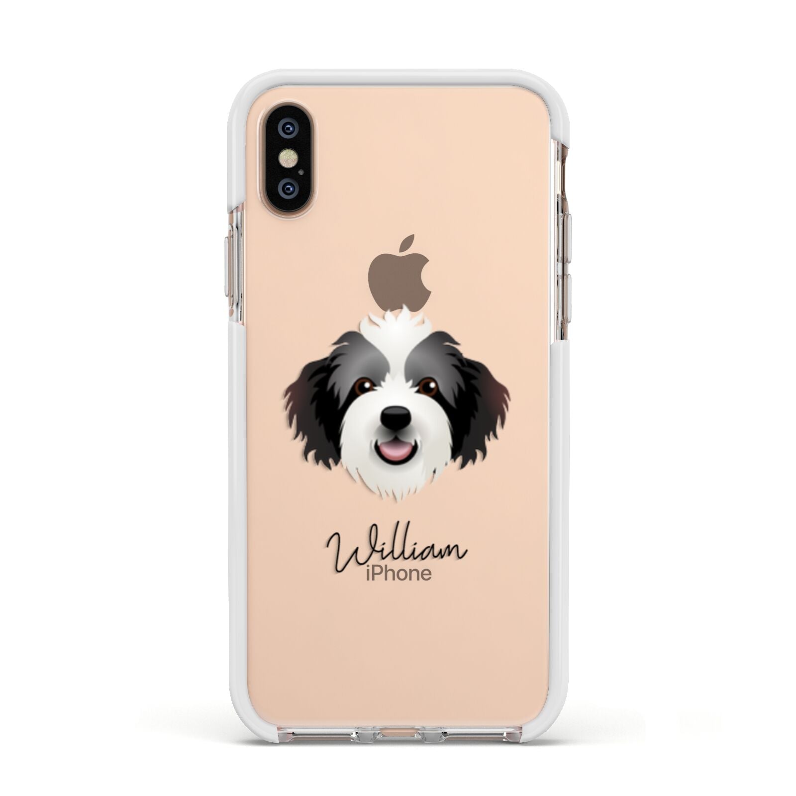 Bordoodle Personalised Apple iPhone Xs Impact Case White Edge on Gold Phone