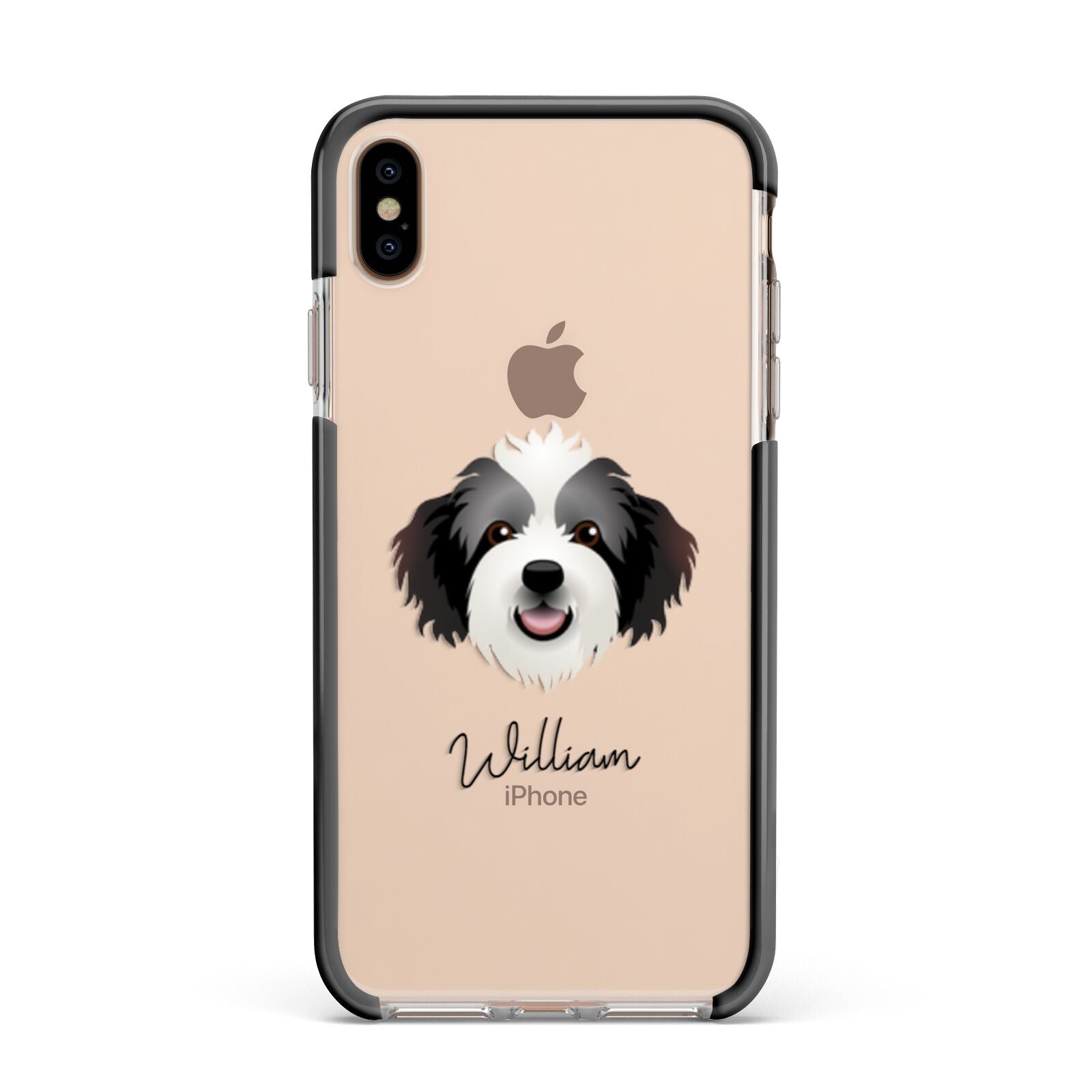 Bordoodle Personalised Apple iPhone Xs Max Impact Case Black Edge on Gold Phone