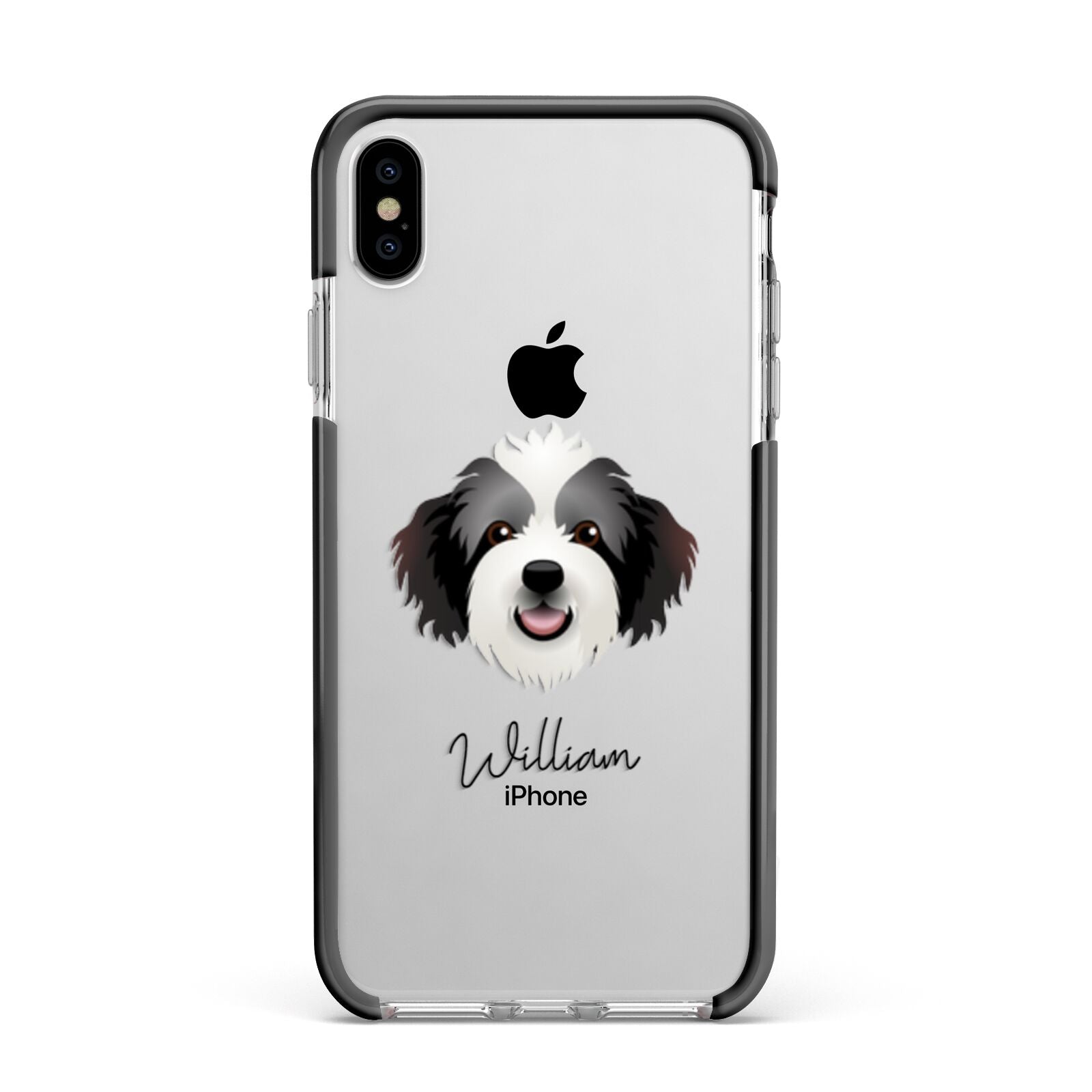 Bordoodle Personalised Apple iPhone Xs Max Impact Case Black Edge on Silver Phone