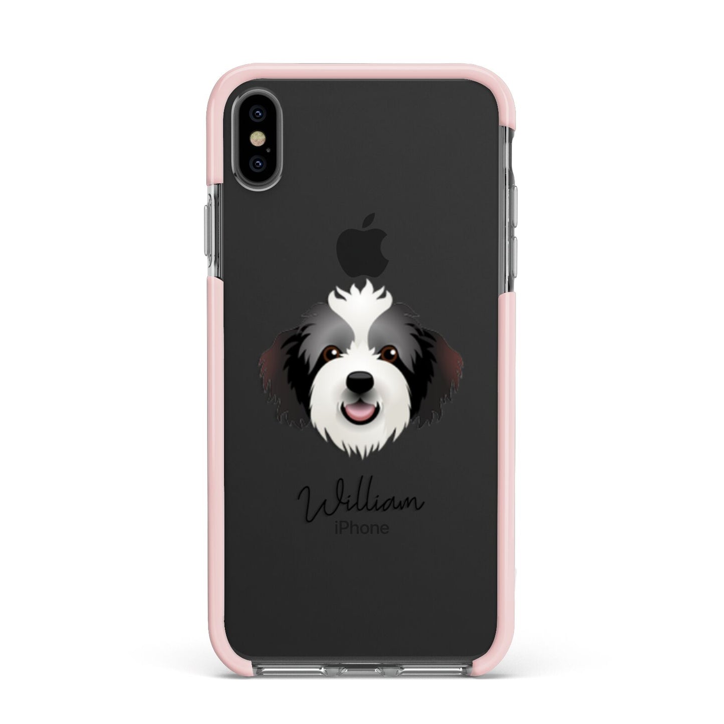 Bordoodle Personalised Apple iPhone Xs Max Impact Case Pink Edge on Black Phone