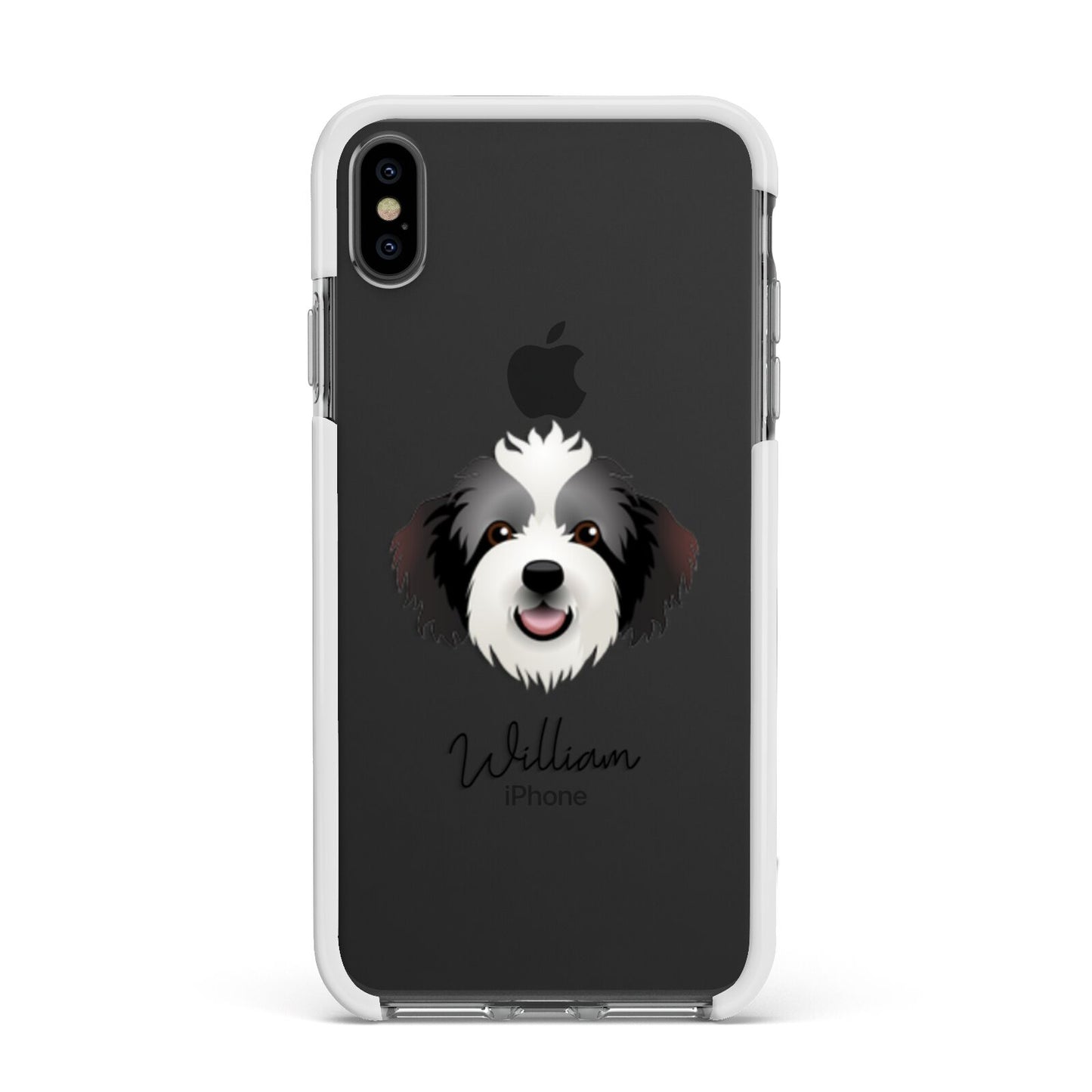 Bordoodle Personalised Apple iPhone Xs Max Impact Case White Edge on Black Phone