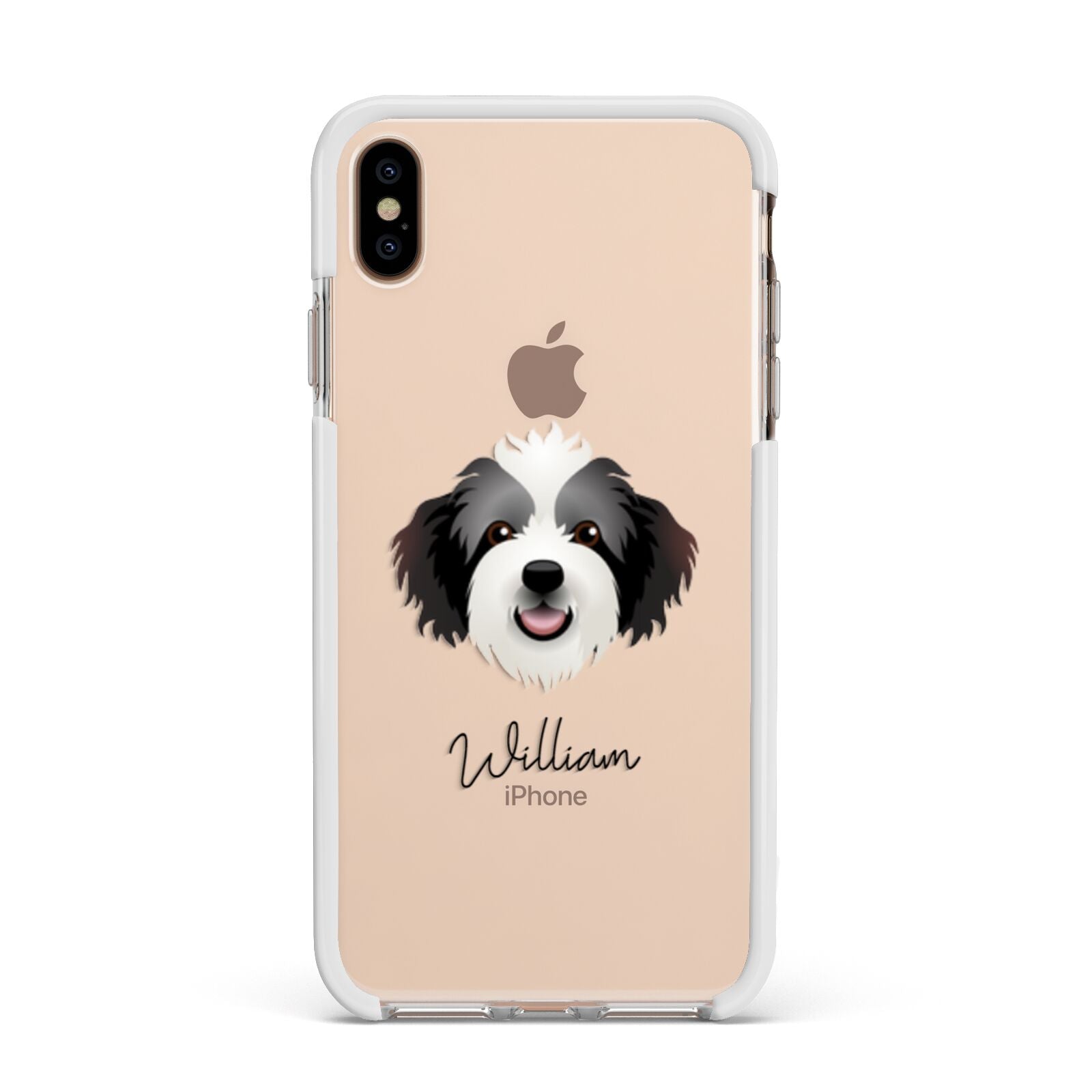 Bordoodle Personalised Apple iPhone Xs Max Impact Case White Edge on Gold Phone