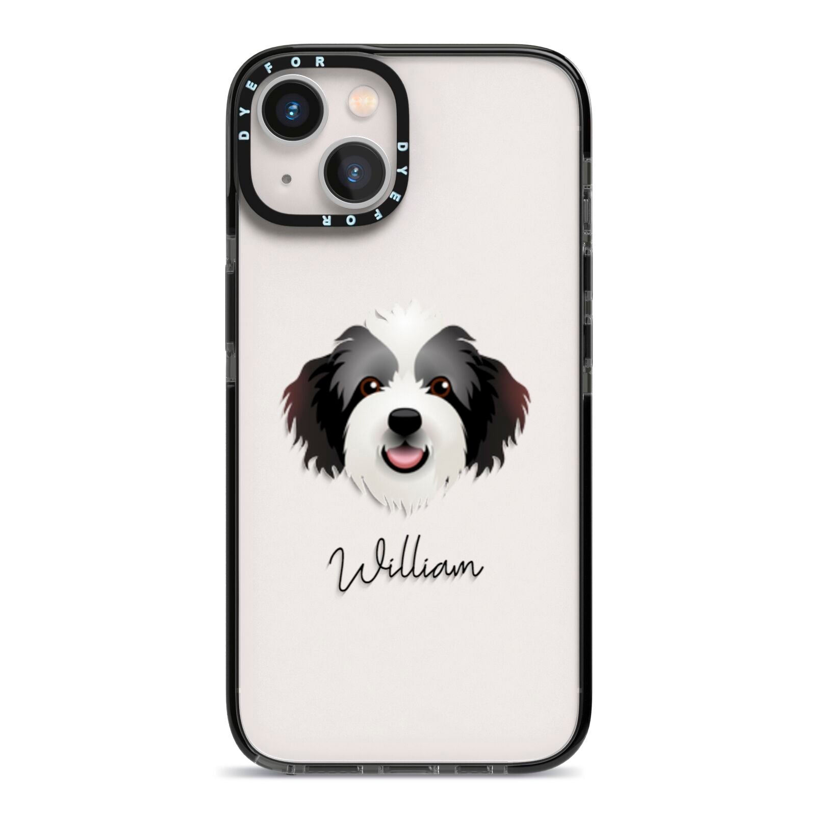 Bordoodle Personalised iPhone 13 Black Impact Case on Silver phone