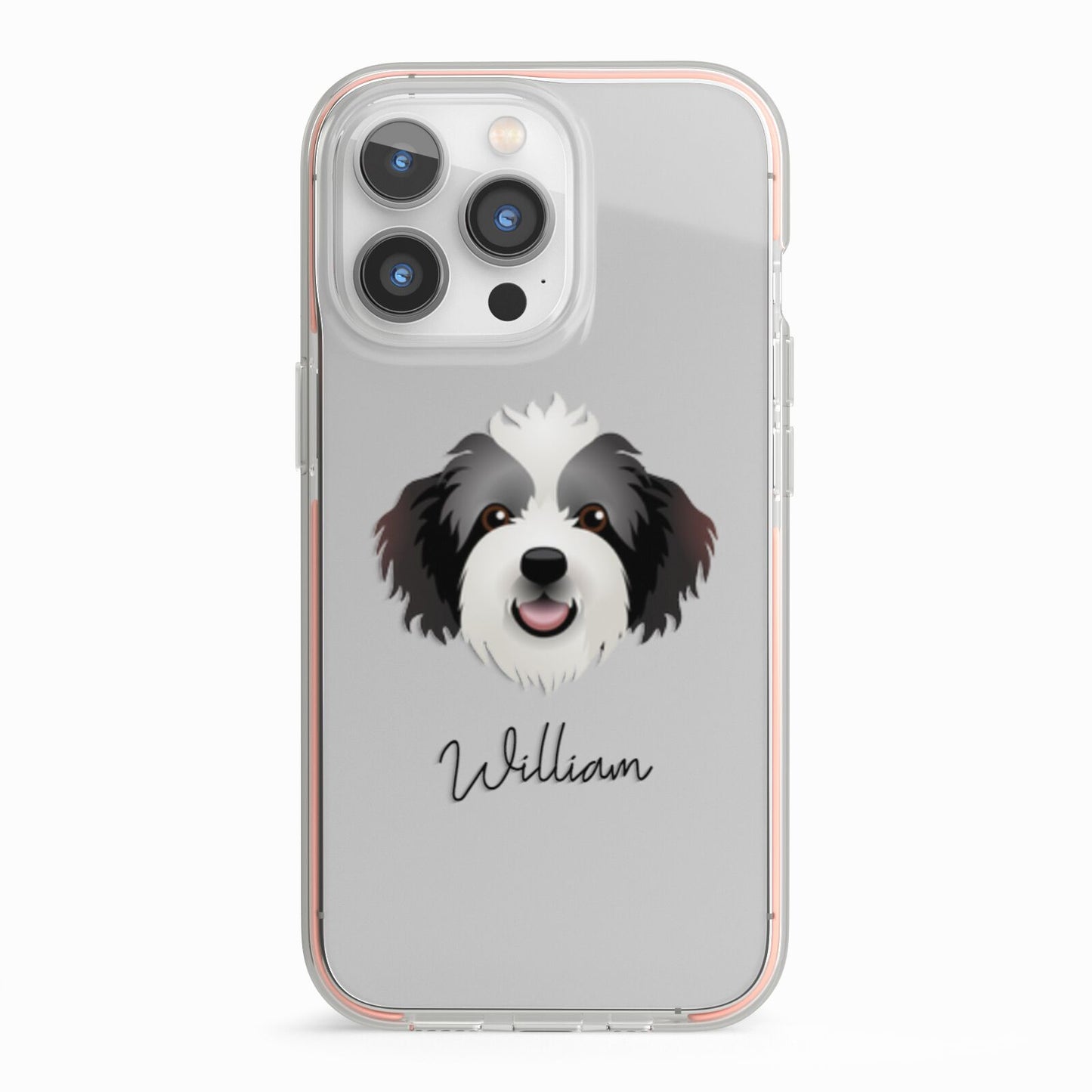 Bordoodle Personalised iPhone 13 Pro TPU Impact Case with Pink Edges