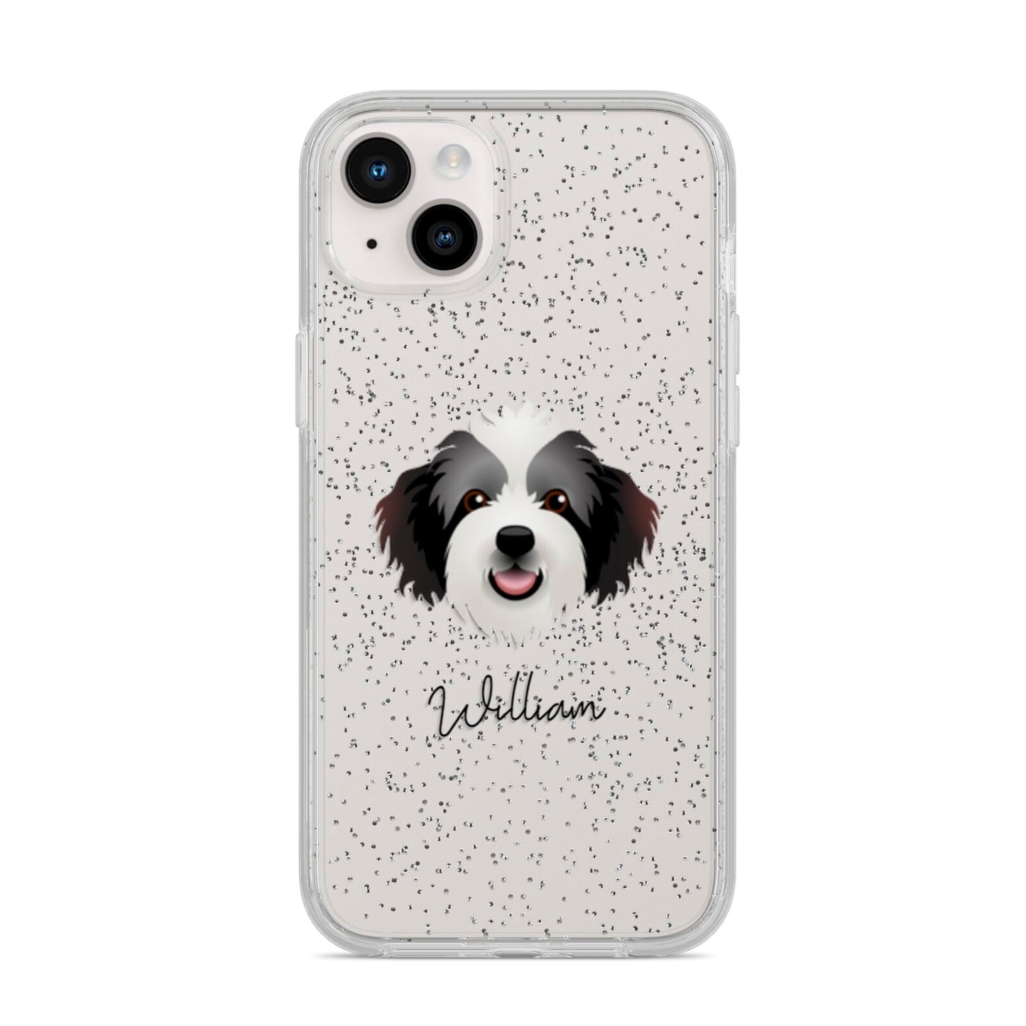 Bordoodle Personalised iPhone 14 Plus Glitter Tough Case Starlight