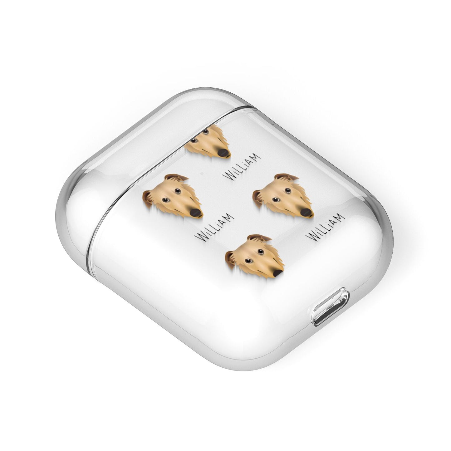 Borzoi Icon with Name AirPods Case Laid Flat