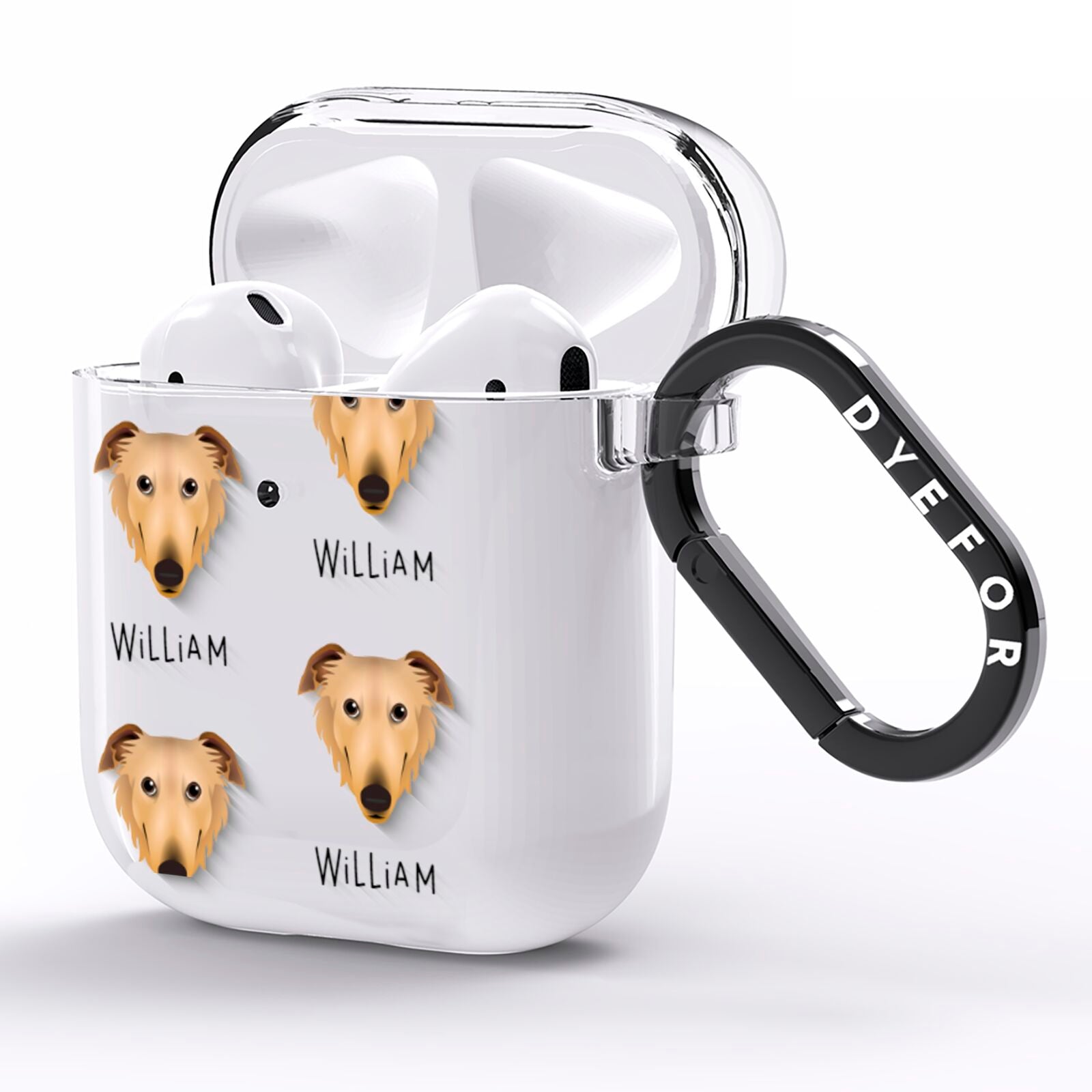 Borzoi Icon with Name AirPods Clear Case Side Image