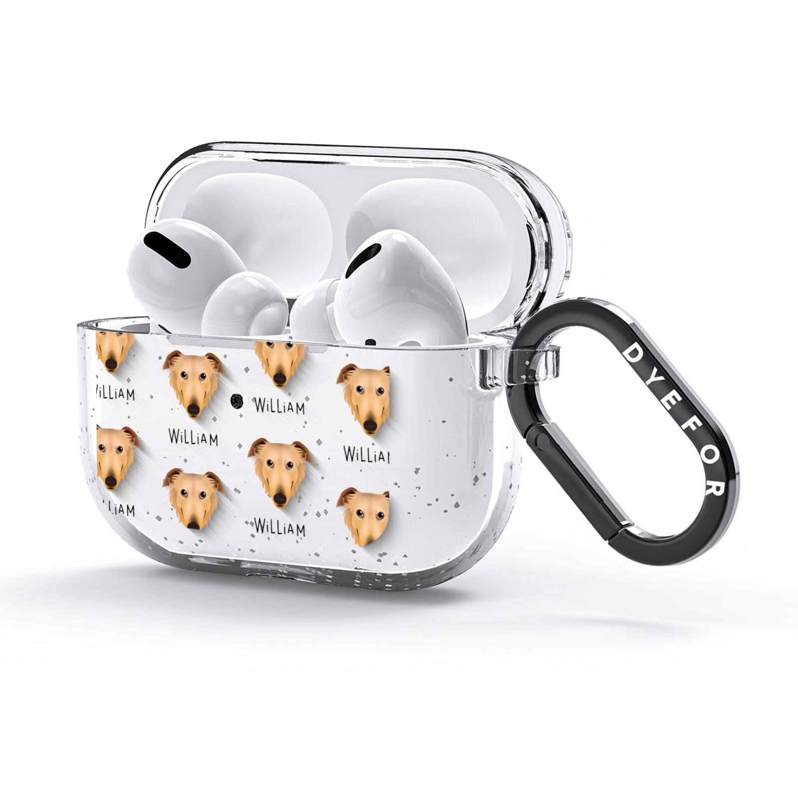 Borzoi Icon with Name AirPods Glitter Case 3rd Gen Side Image