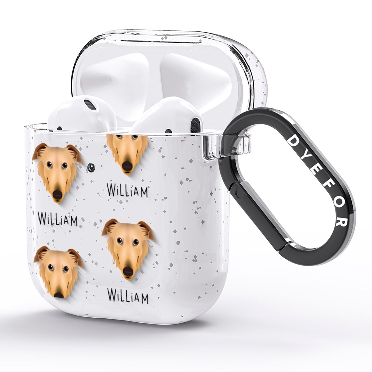 Borzoi Icon with Name AirPods Glitter Case Side Image