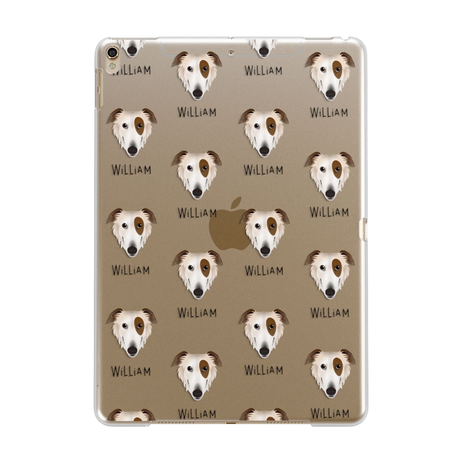 Borzoi Icon with Name Apple iPad Gold Case