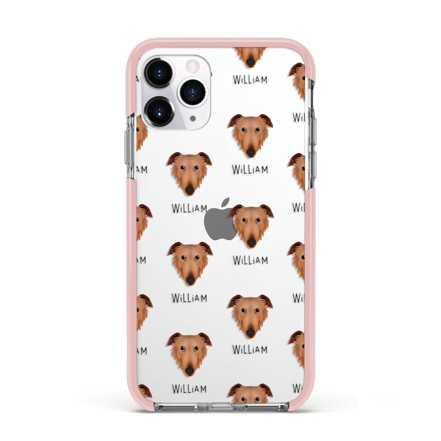 Borzoi Icon with Name Apple iPhone 11 Pro in Silver with Pink Impact Case