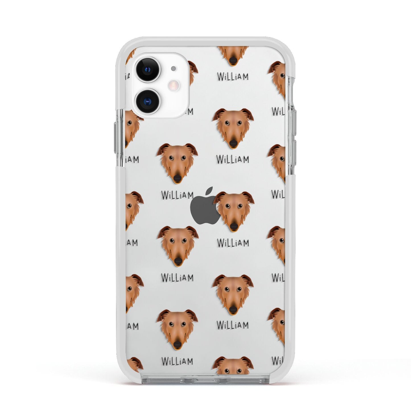 Borzoi Icon with Name Apple iPhone 11 in White with White Impact Case