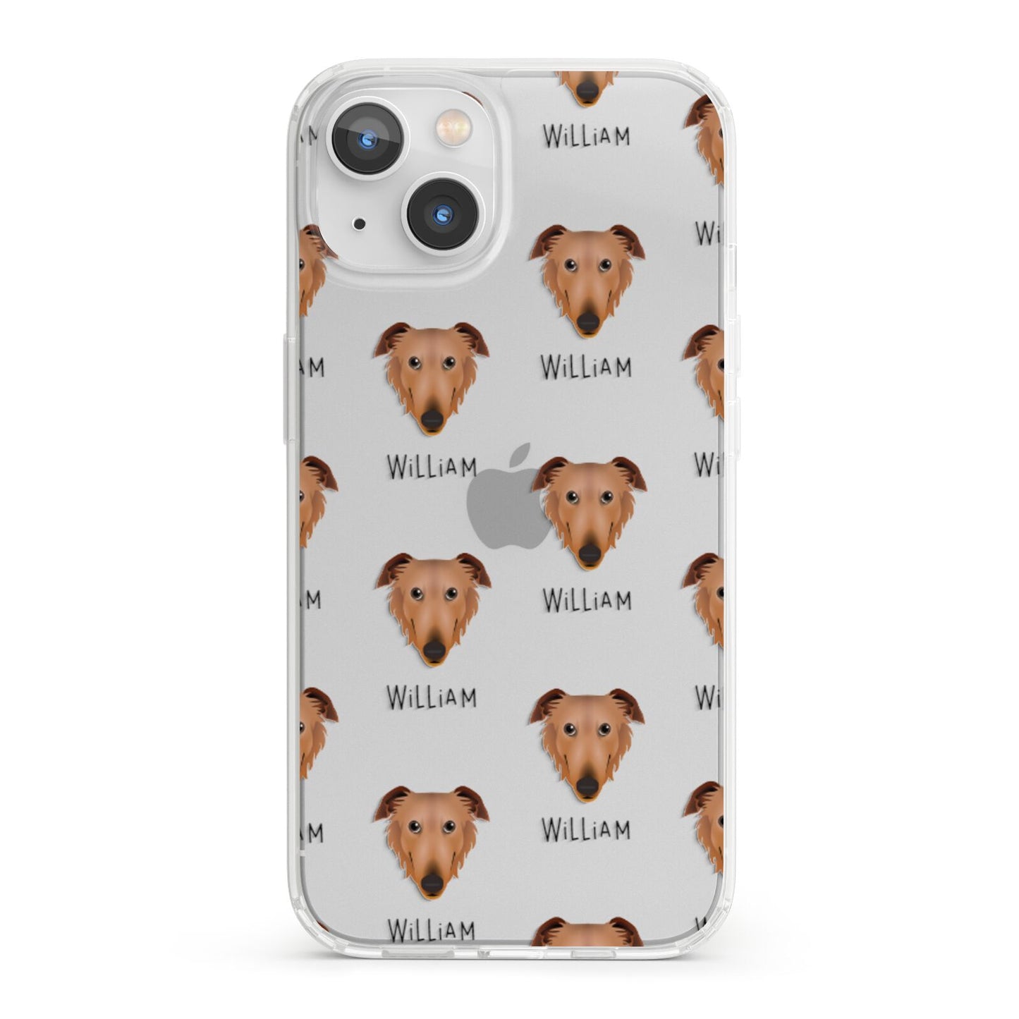 Borzoi Icon with Name iPhone 13 Clear Bumper Case