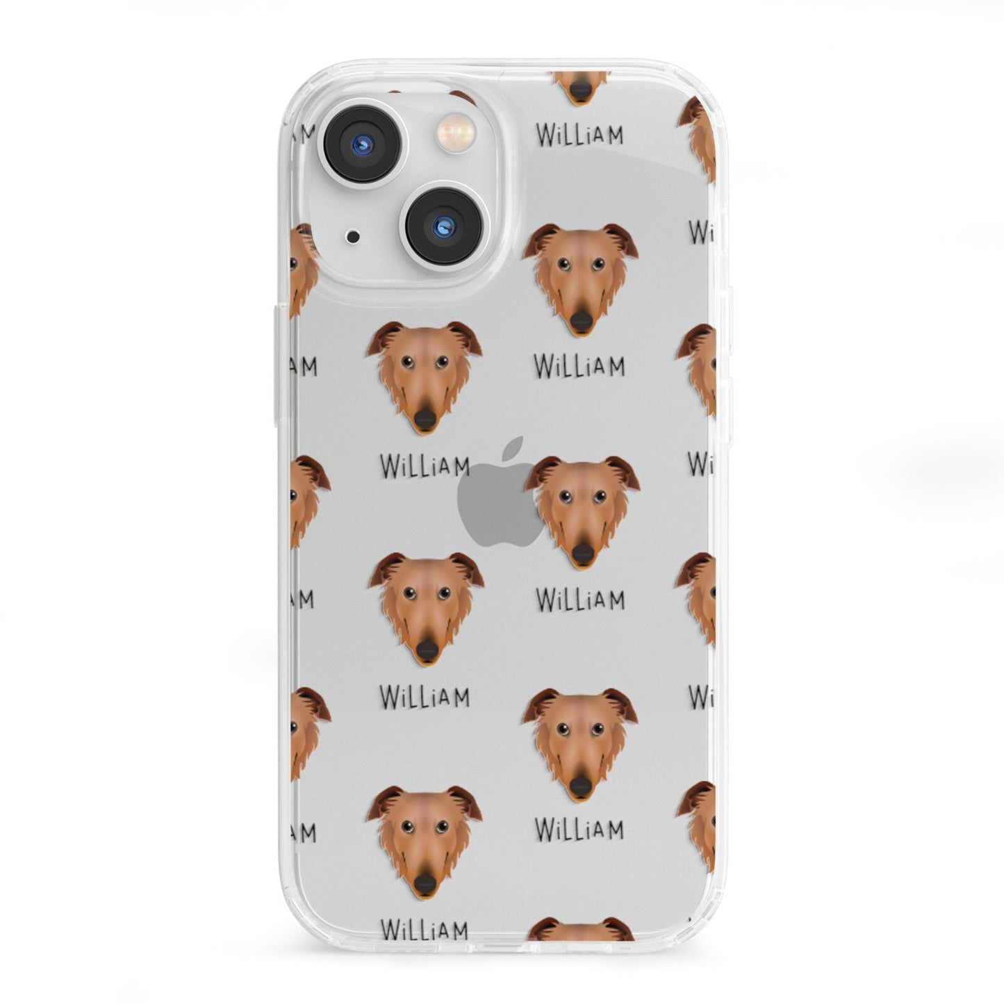 Borzoi Icon with Name iPhone 13 Mini Clear Bumper Case