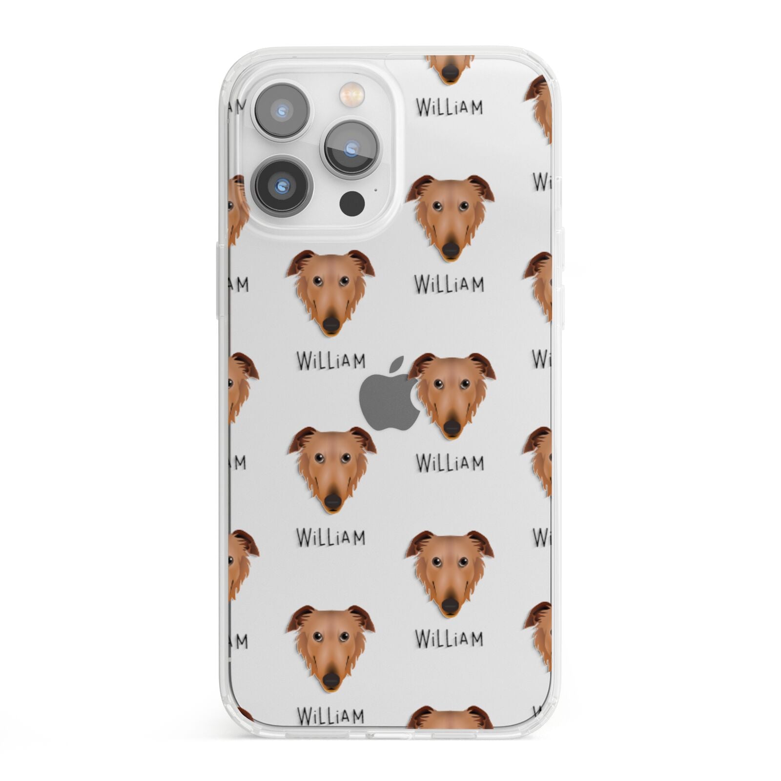 Borzoi Icon with Name iPhone 13 Pro Max Clear Bumper Case