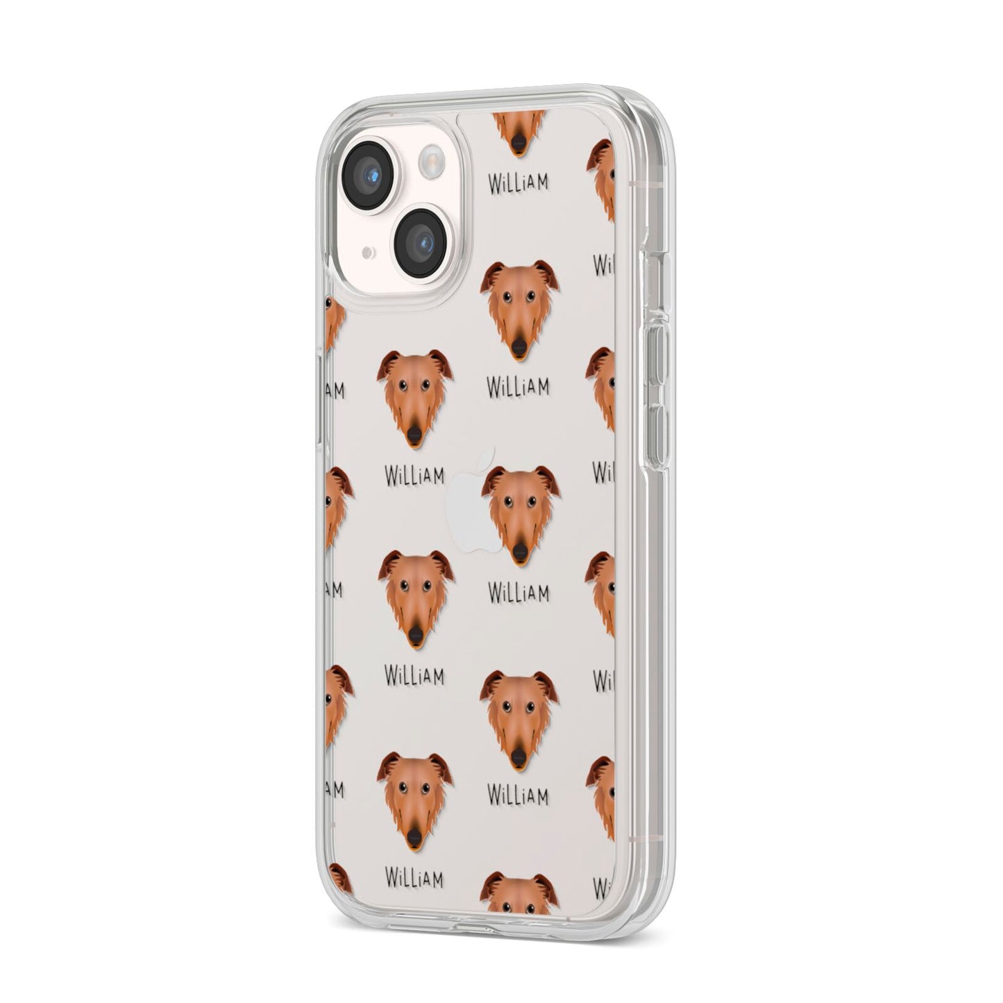 Borzoi Icon with Name iPhone 14 Clear Tough Case Starlight Angled Image