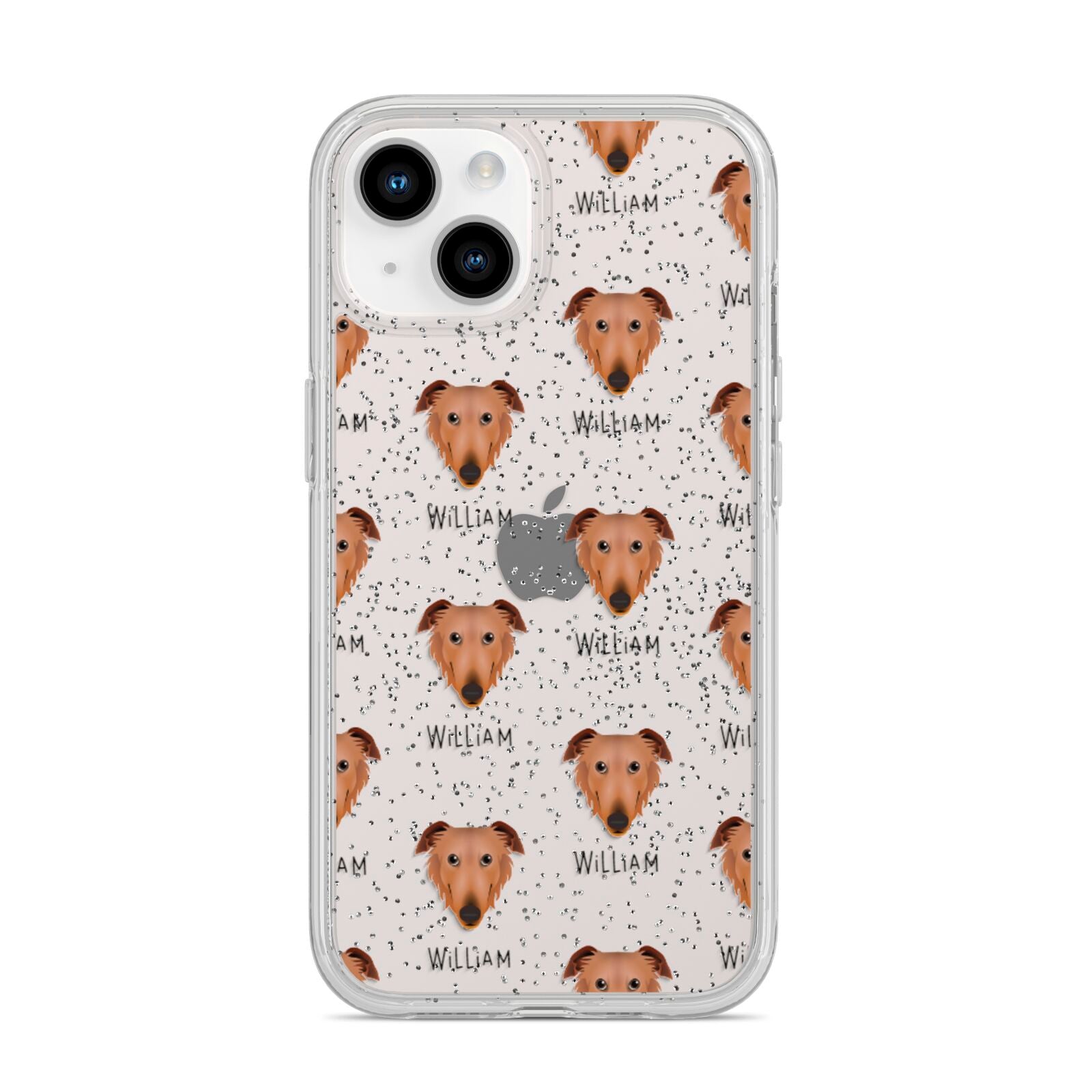 Borzoi Icon with Name iPhone 14 Glitter Tough Case Starlight