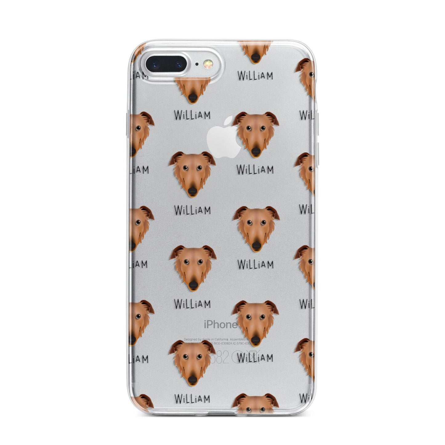 Borzoi Icon with Name iPhone 7 Plus Bumper Case on Silver iPhone