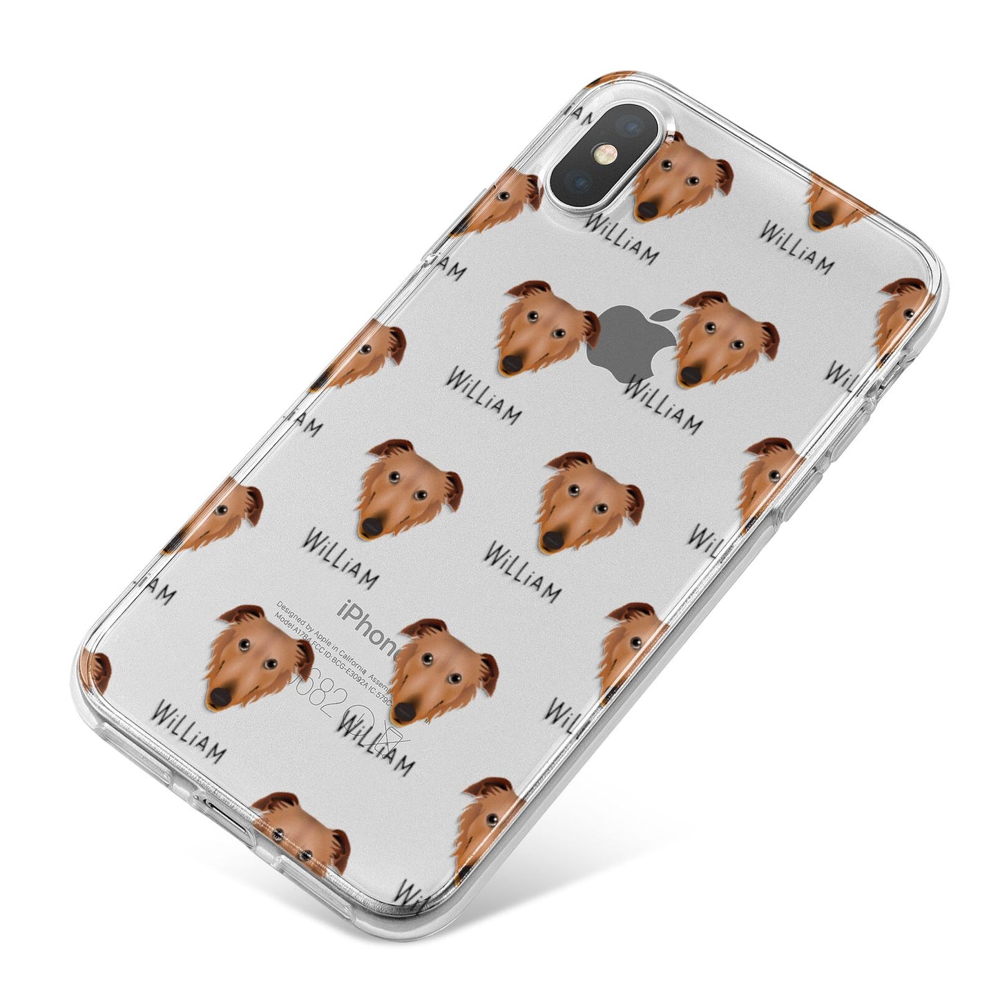 Borzoi Icon with Name iPhone X Bumper Case on Silver iPhone