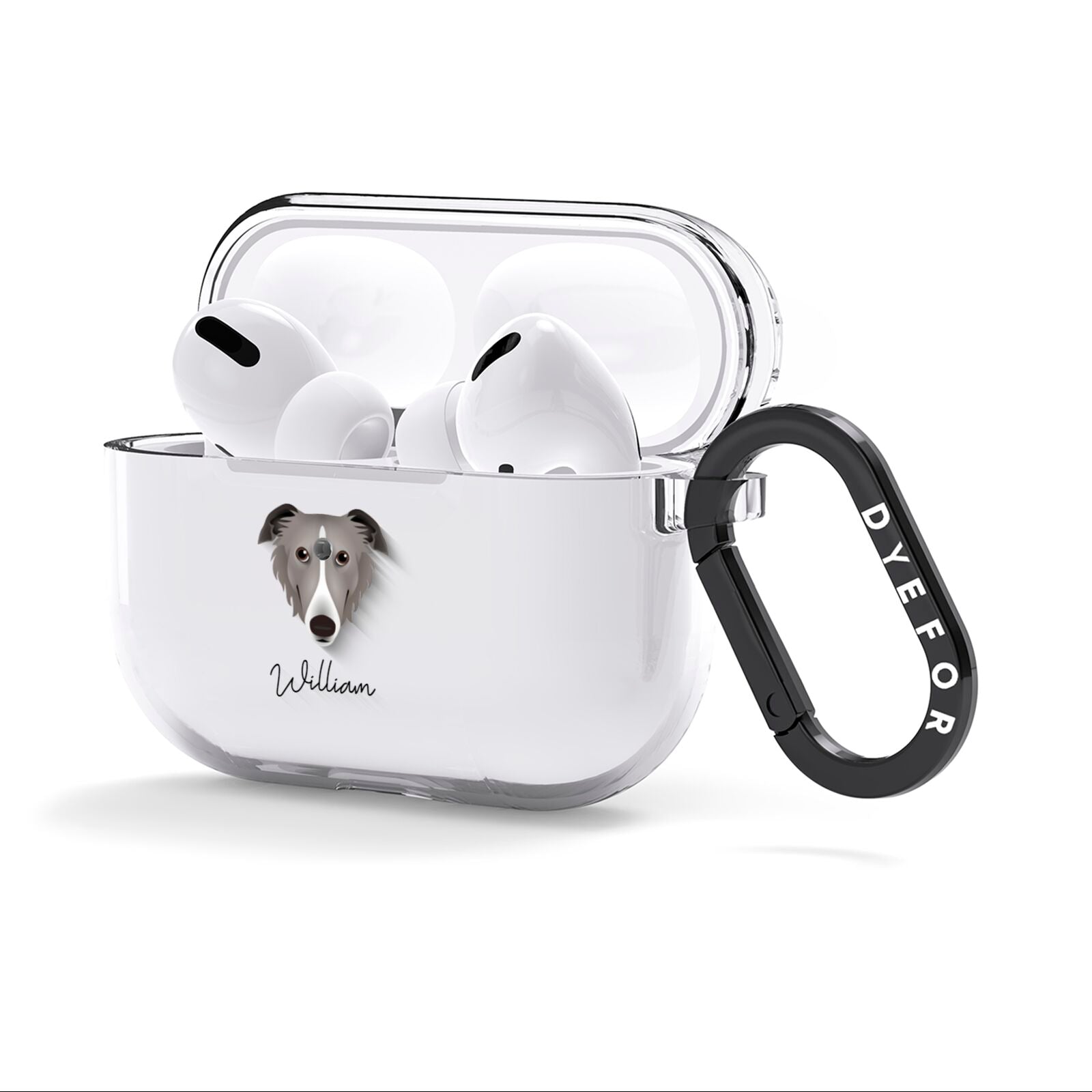Borzoi Personalised AirPods Clear Case 3rd Gen Side Image