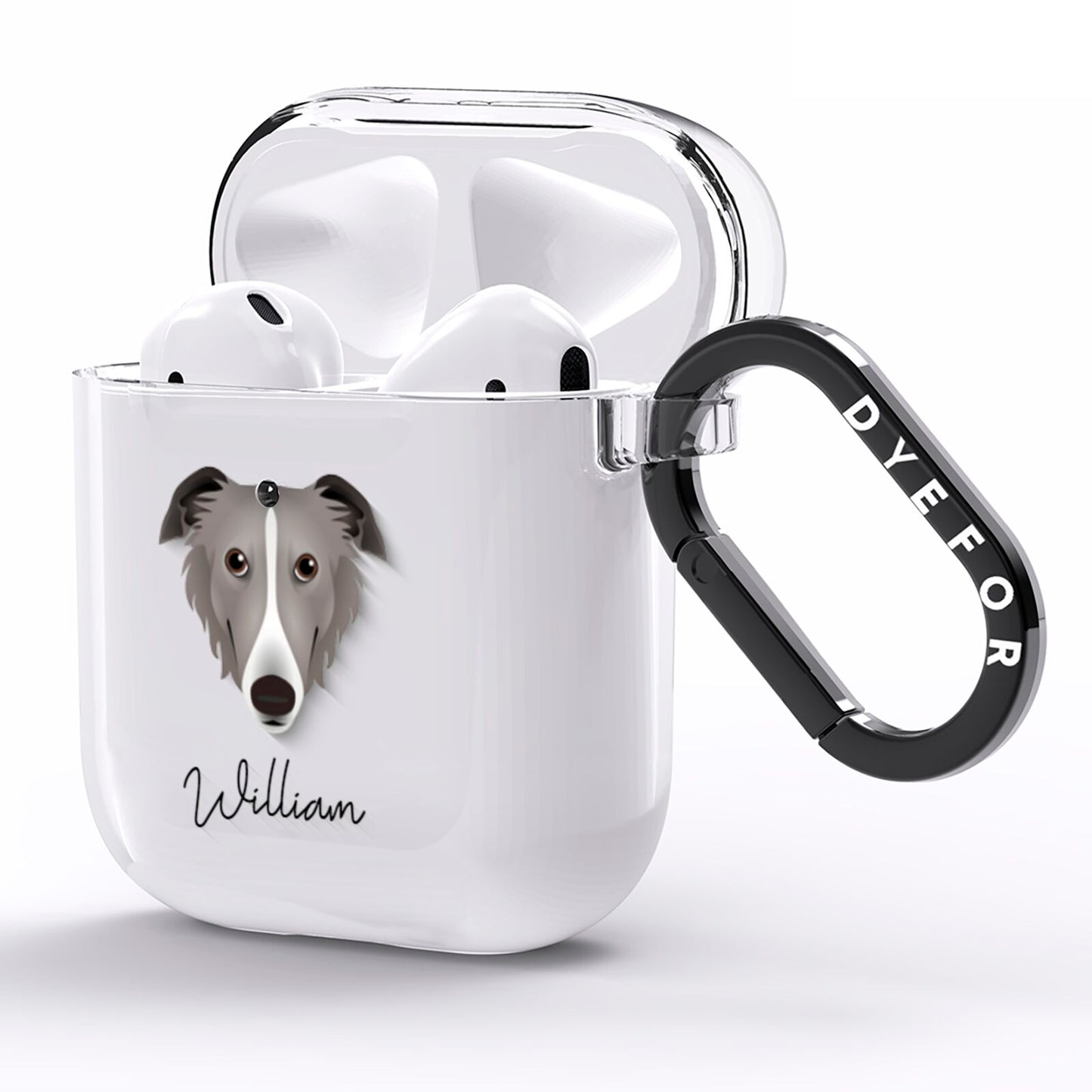 Borzoi Personalised AirPods Clear Case Side Image