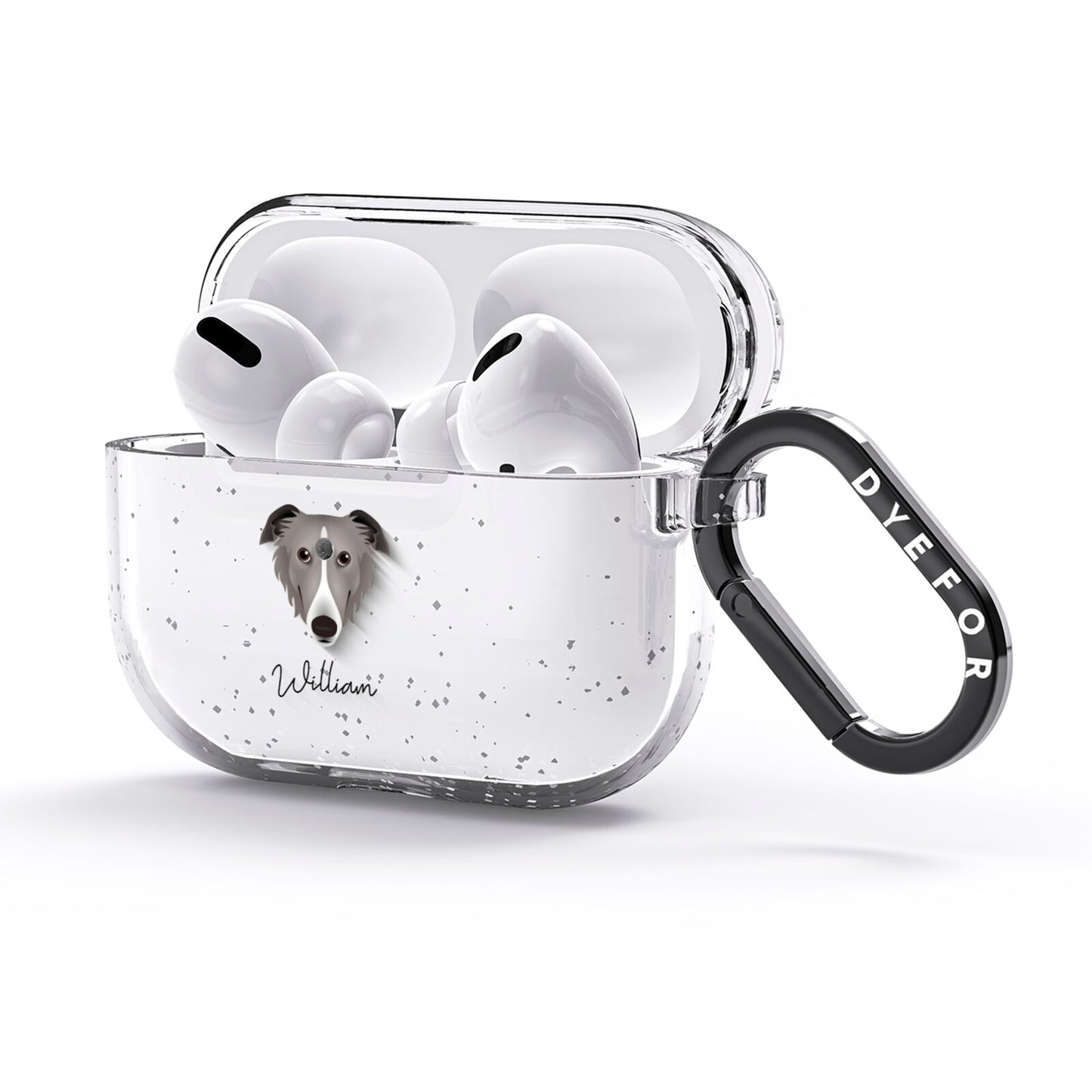 Borzoi Personalised AirPods Glitter Case 3rd Gen Side Image