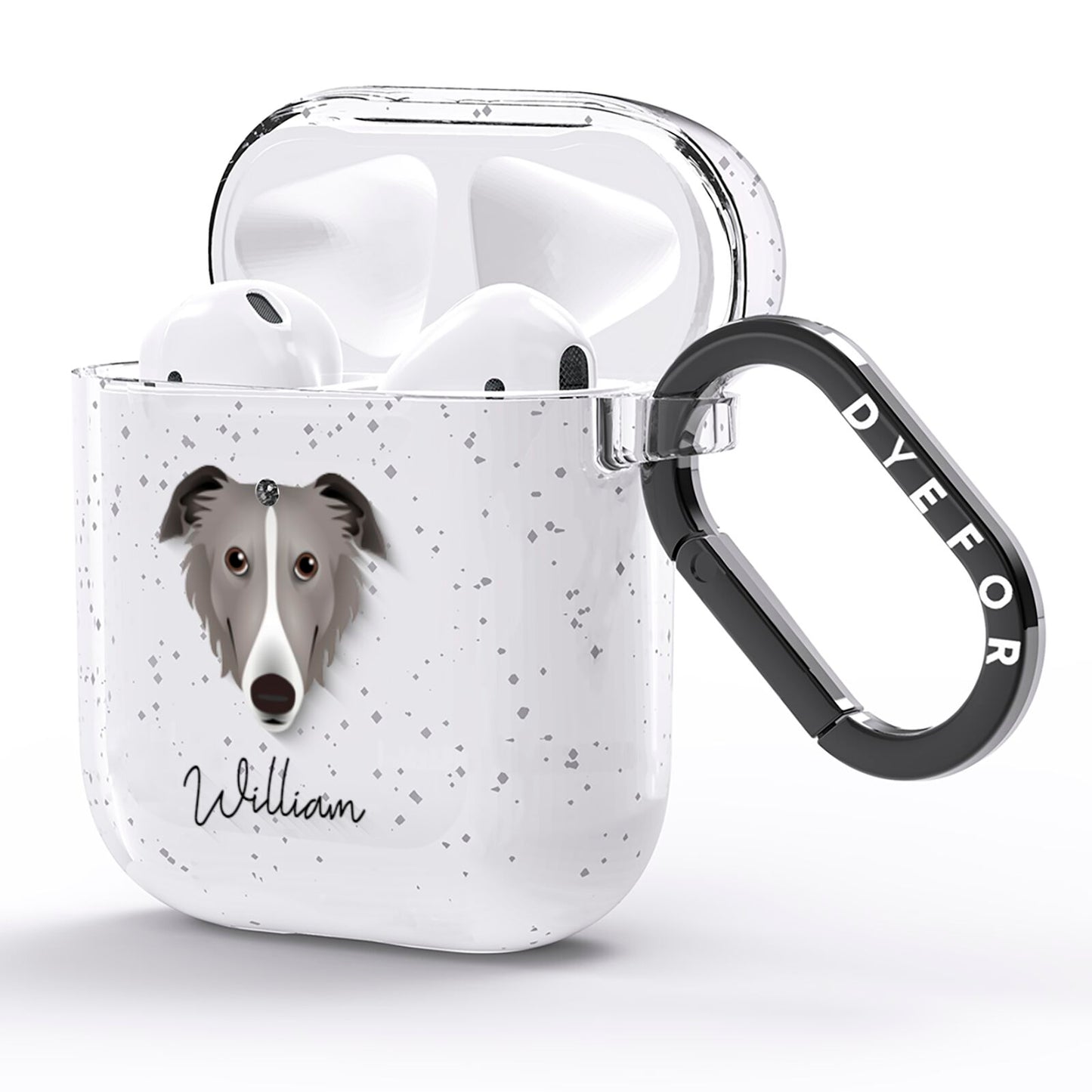 Borzoi Personalised AirPods Glitter Case Side Image