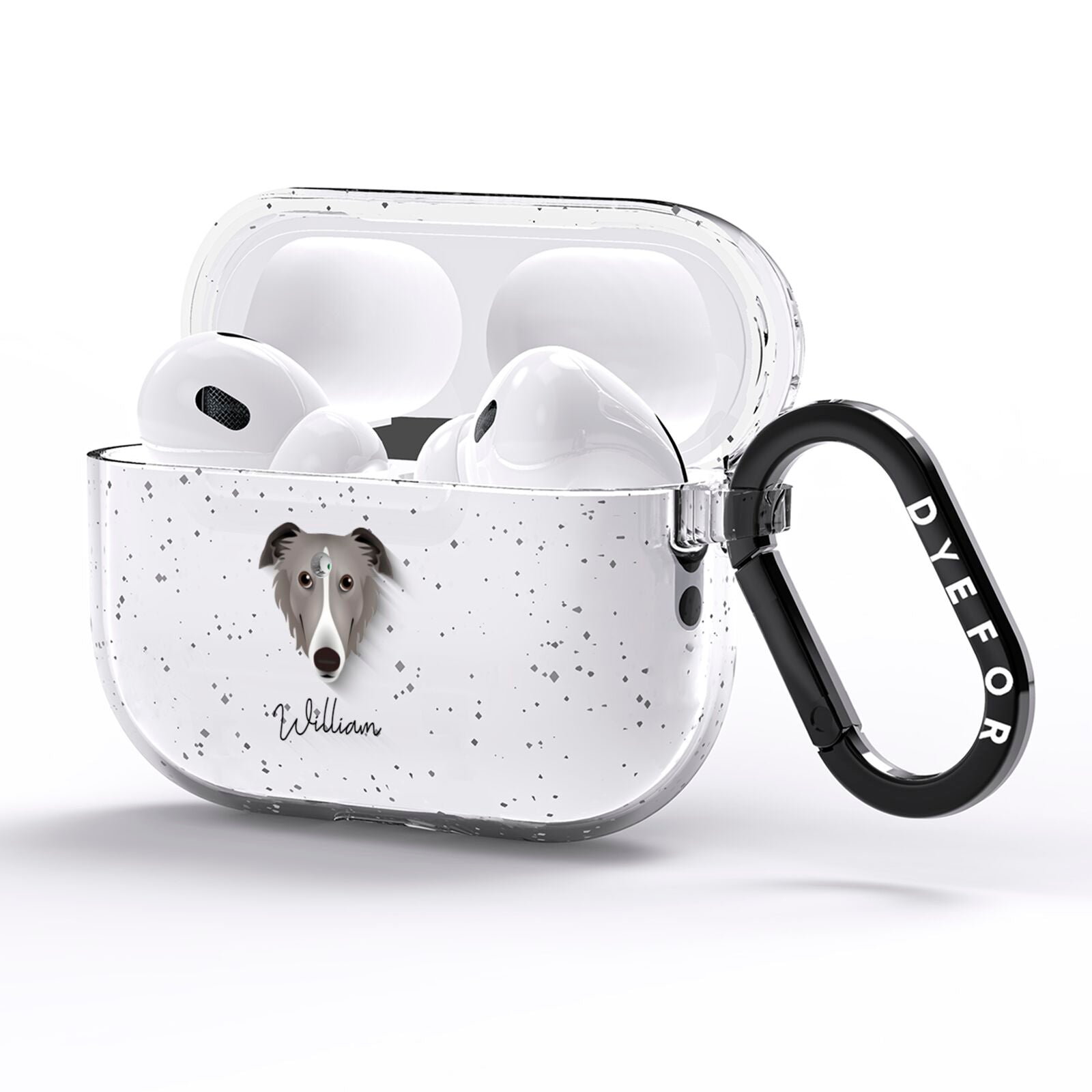 Borzoi Personalised AirPods Pro Glitter Case Side Image