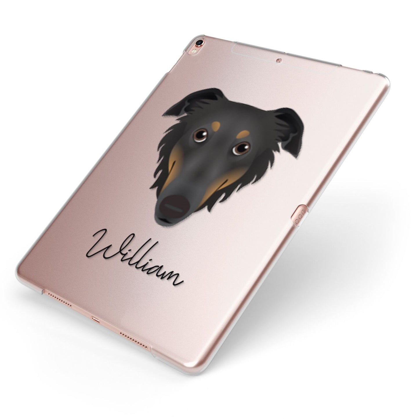 Borzoi Personalised Apple iPad Case on Rose Gold iPad Side View