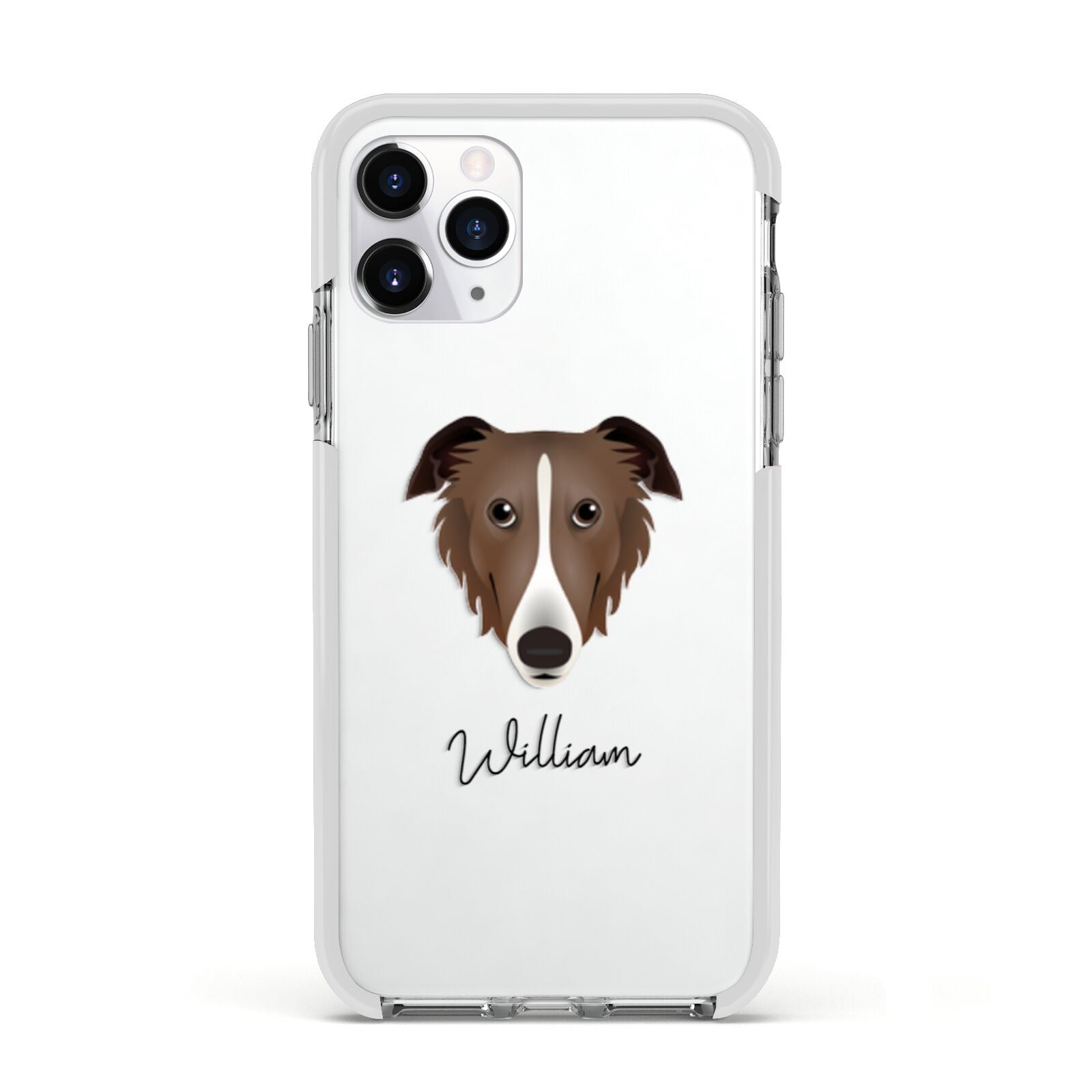 Borzoi Personalised Apple iPhone 11 Pro in Silver with White Impact Case