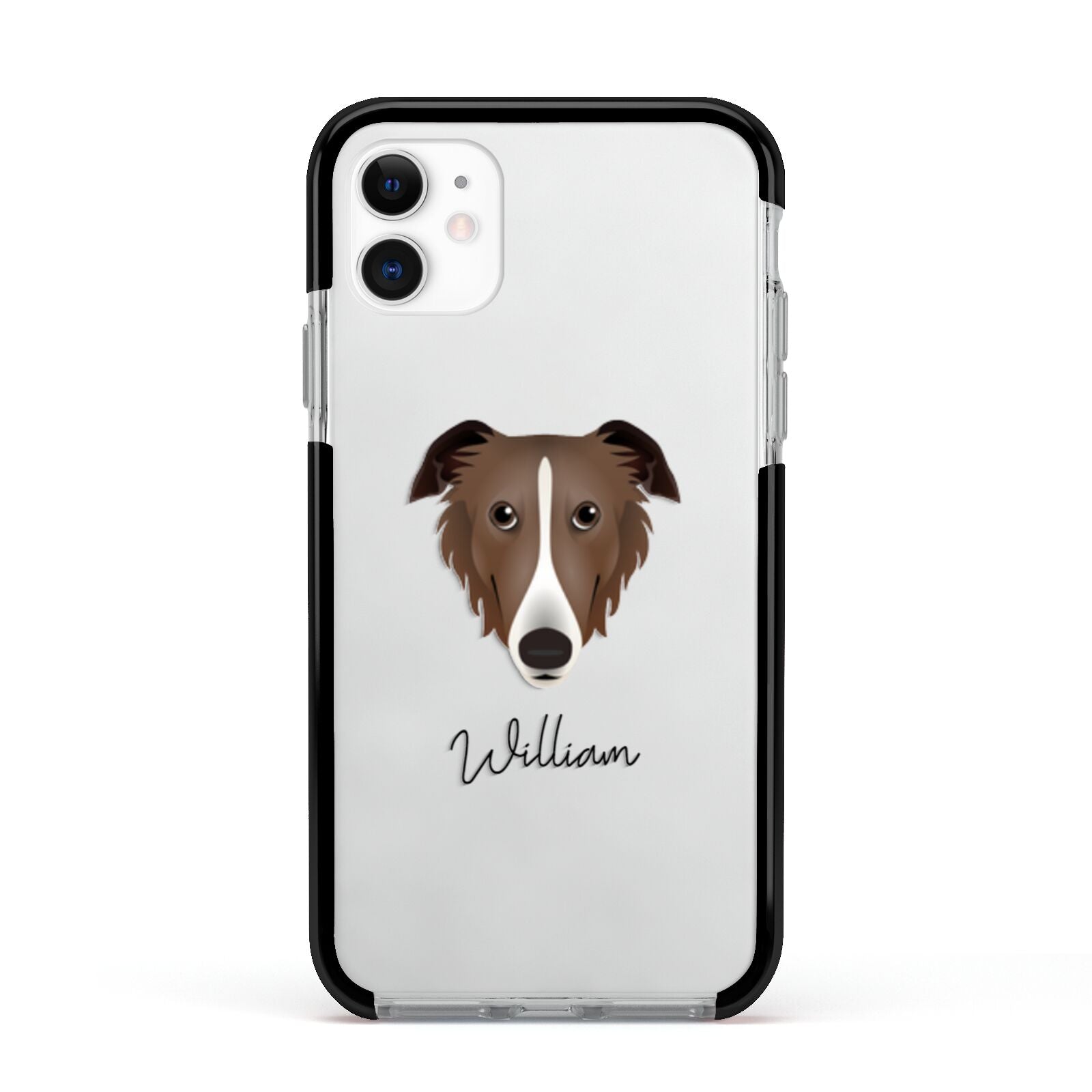 Borzoi Personalised Apple iPhone 11 in White with Black Impact Case