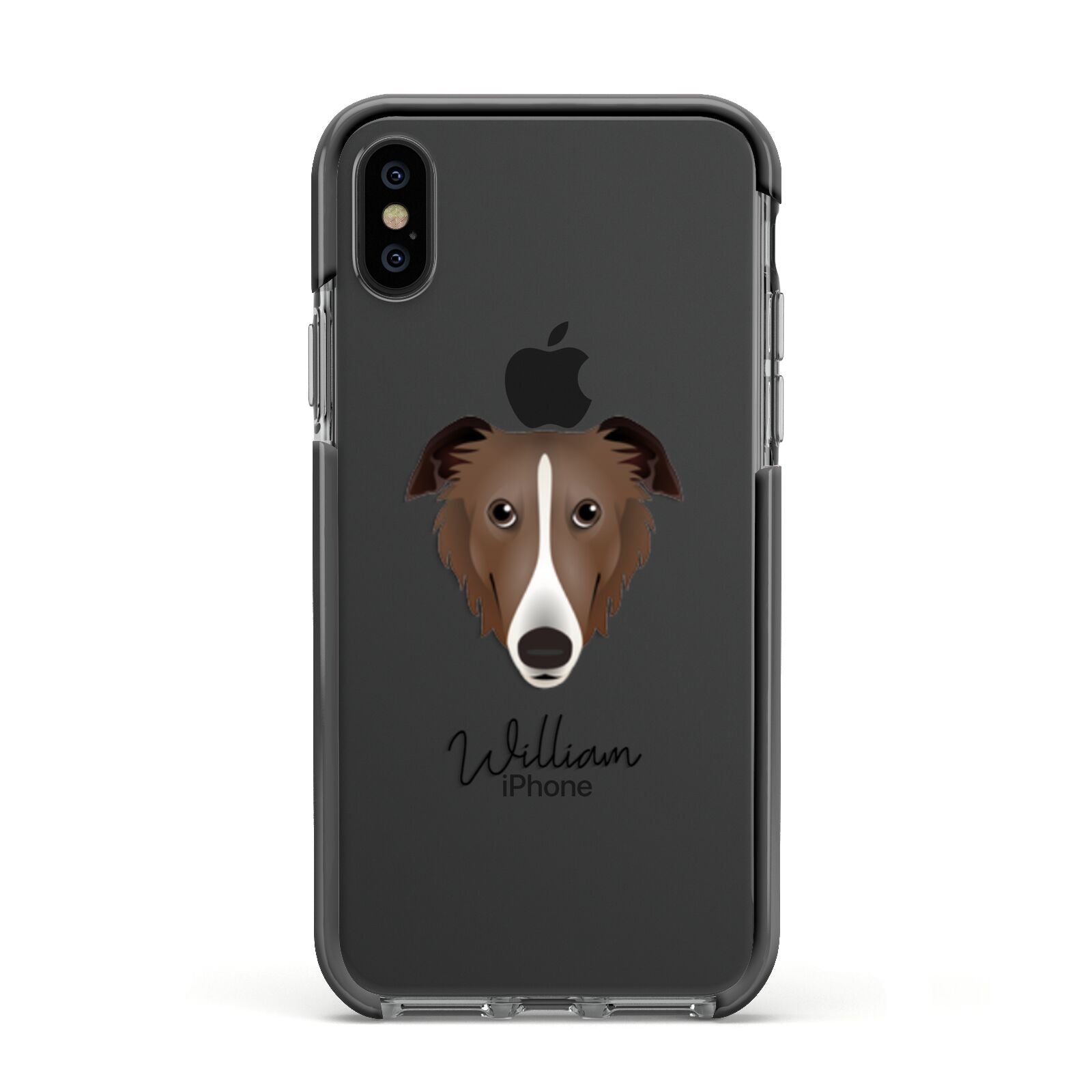 Borzoi Personalised Apple iPhone Xs Impact Case Black Edge on Black Phone