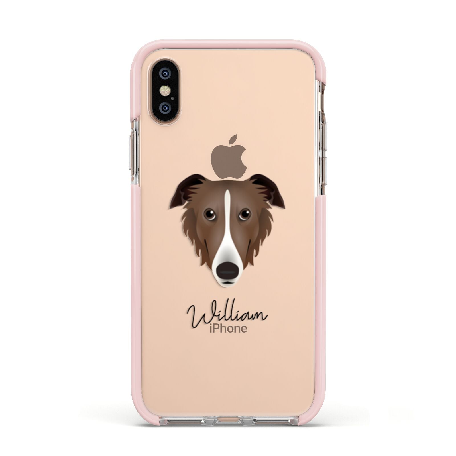 Borzoi Personalised Apple iPhone Xs Impact Case Pink Edge on Gold Phone