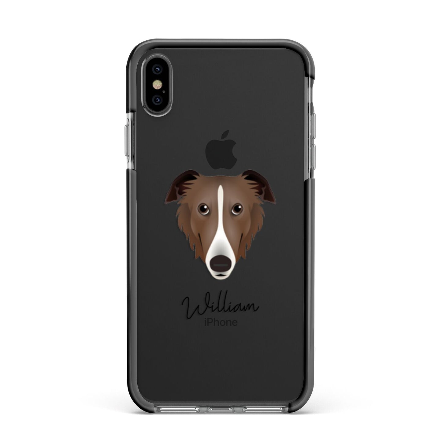 Borzoi Personalised Apple iPhone Xs Max Impact Case Black Edge on Black Phone