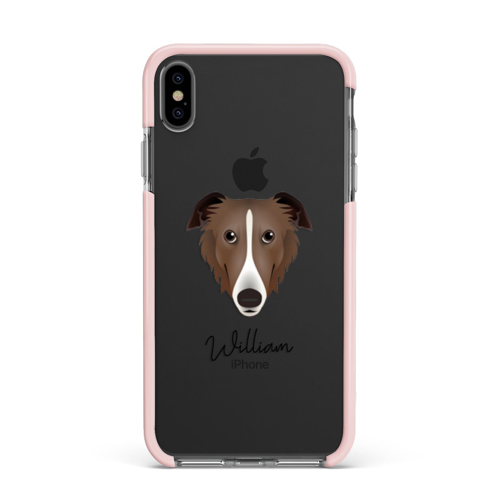 Borzoi Personalised Apple iPhone Xs Max Impact Case Pink Edge on Black Phone