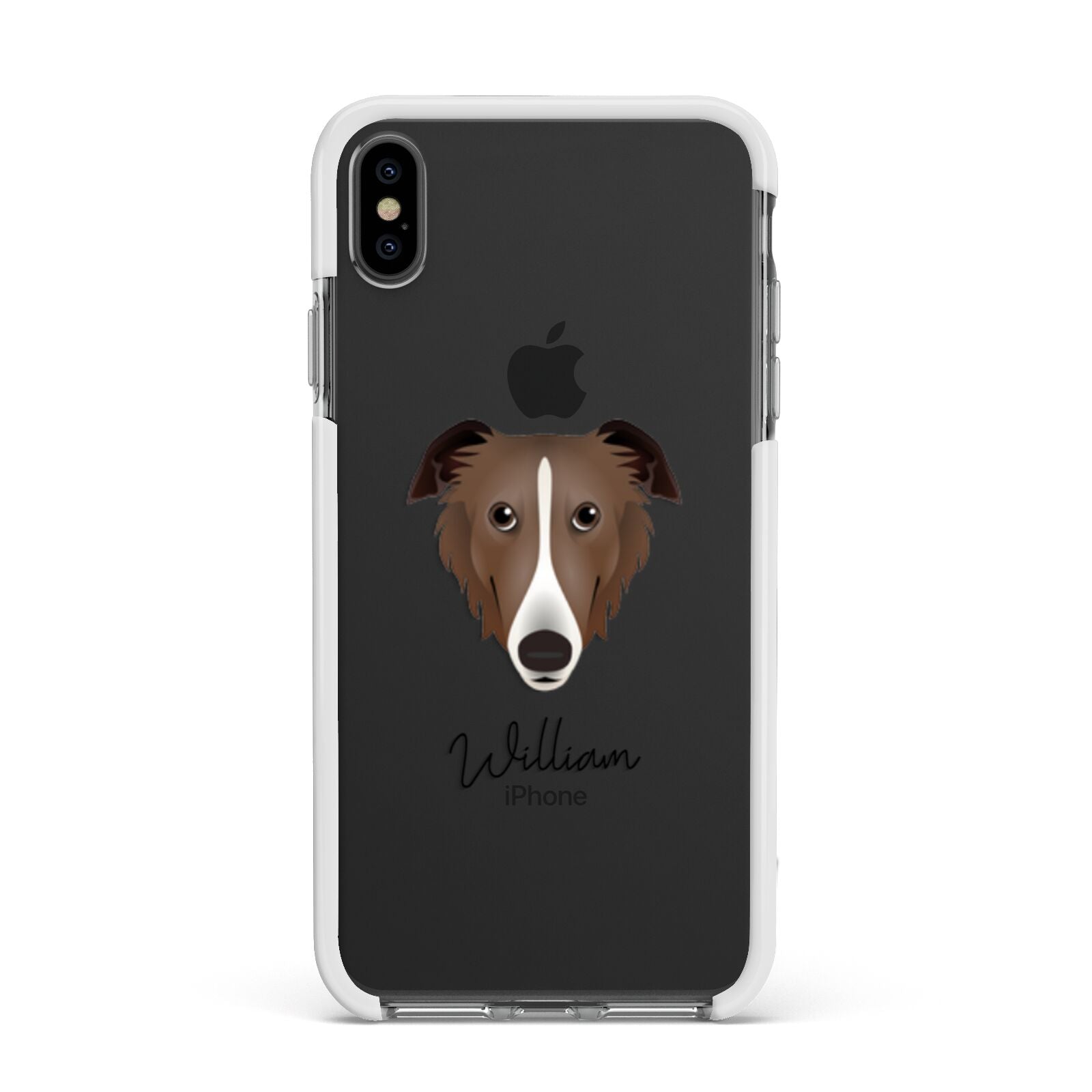 Borzoi Personalised Apple iPhone Xs Max Impact Case White Edge on Black Phone