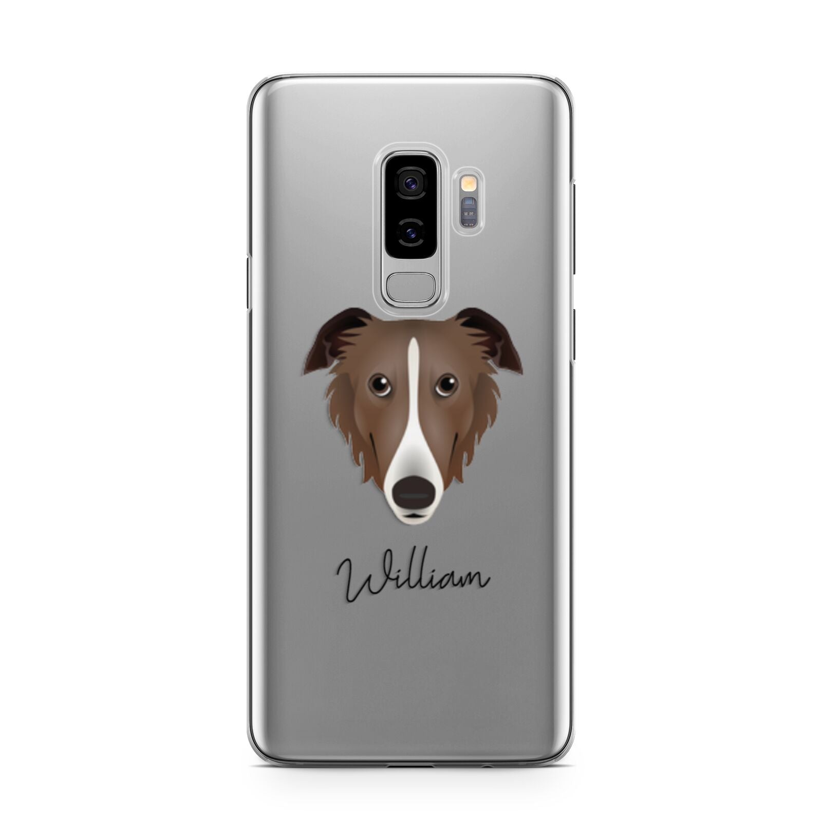 Borzoi Personalised Samsung Galaxy S9 Plus Case on Silver phone