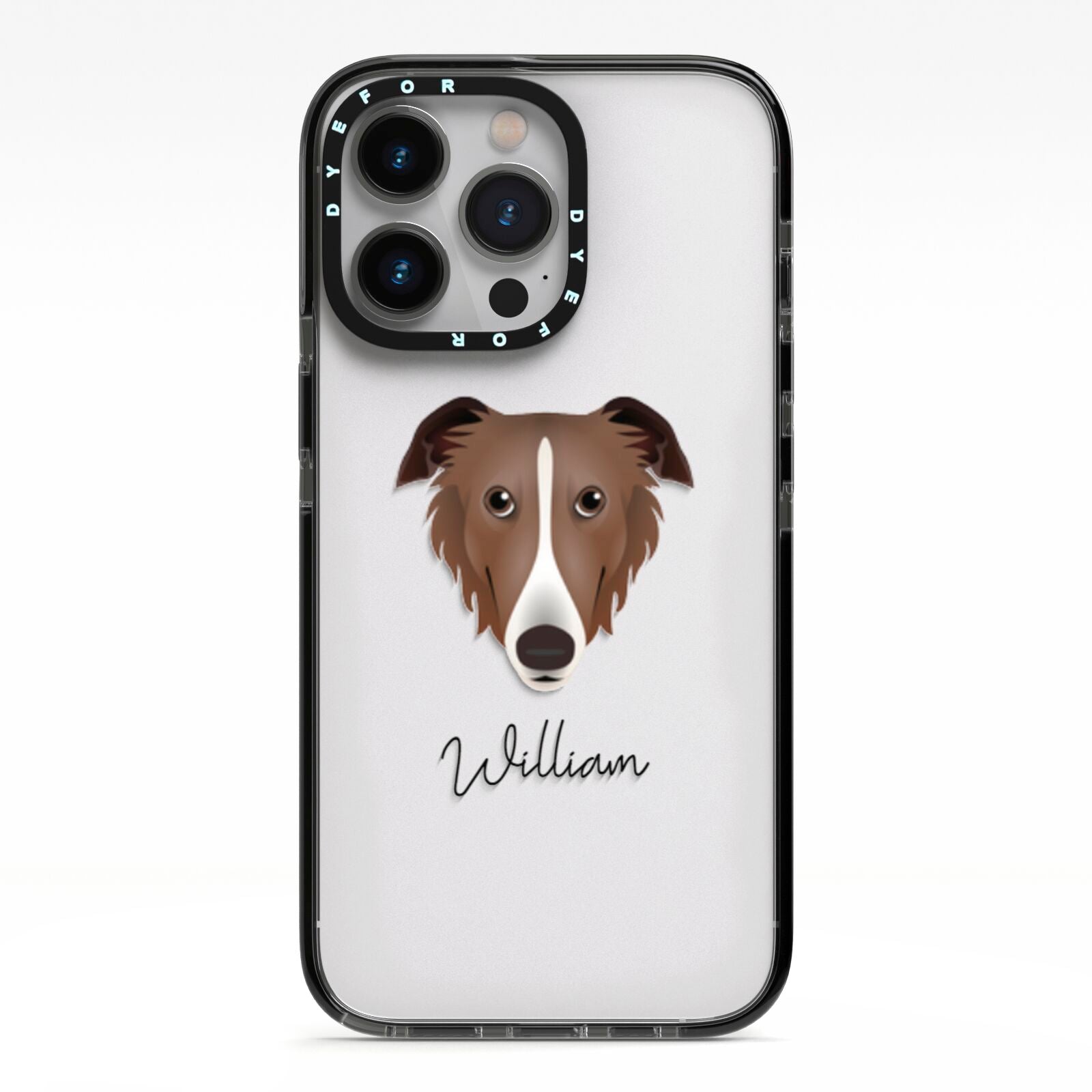 Borzoi Personalised iPhone 13 Pro Black Impact Case on Silver phone