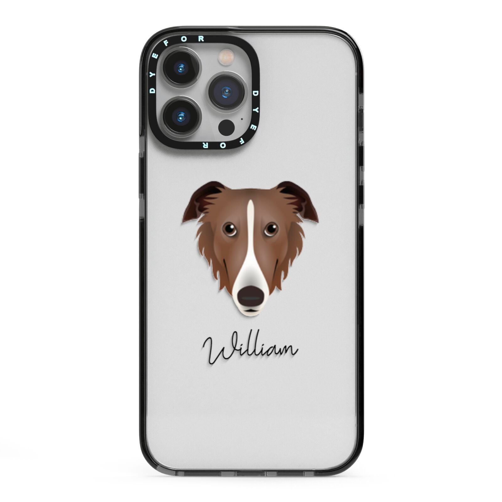 Borzoi Personalised iPhone 13 Pro Max Black Impact Case on Silver phone