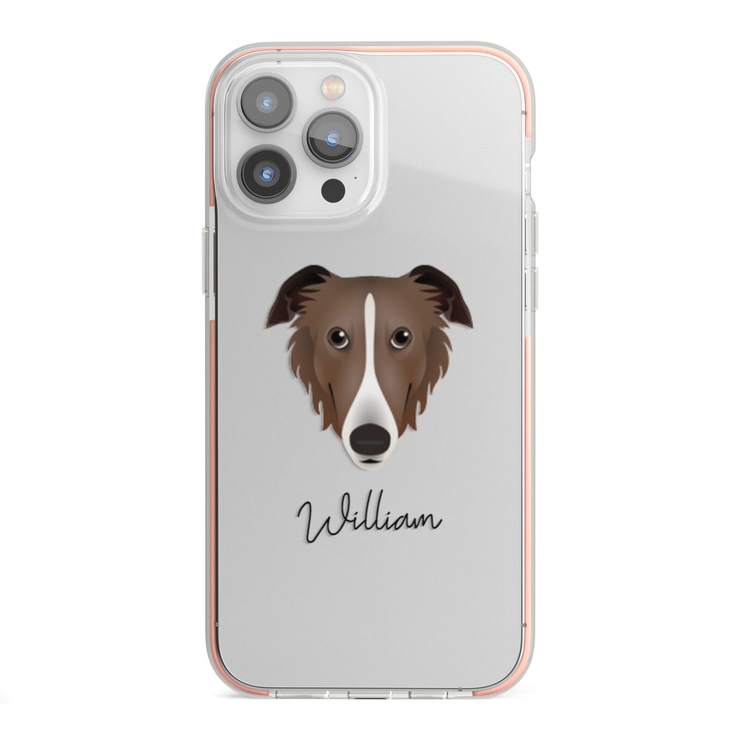 Borzoi Personalised iPhone 13 Pro Max TPU Impact Case with Pink Edges
