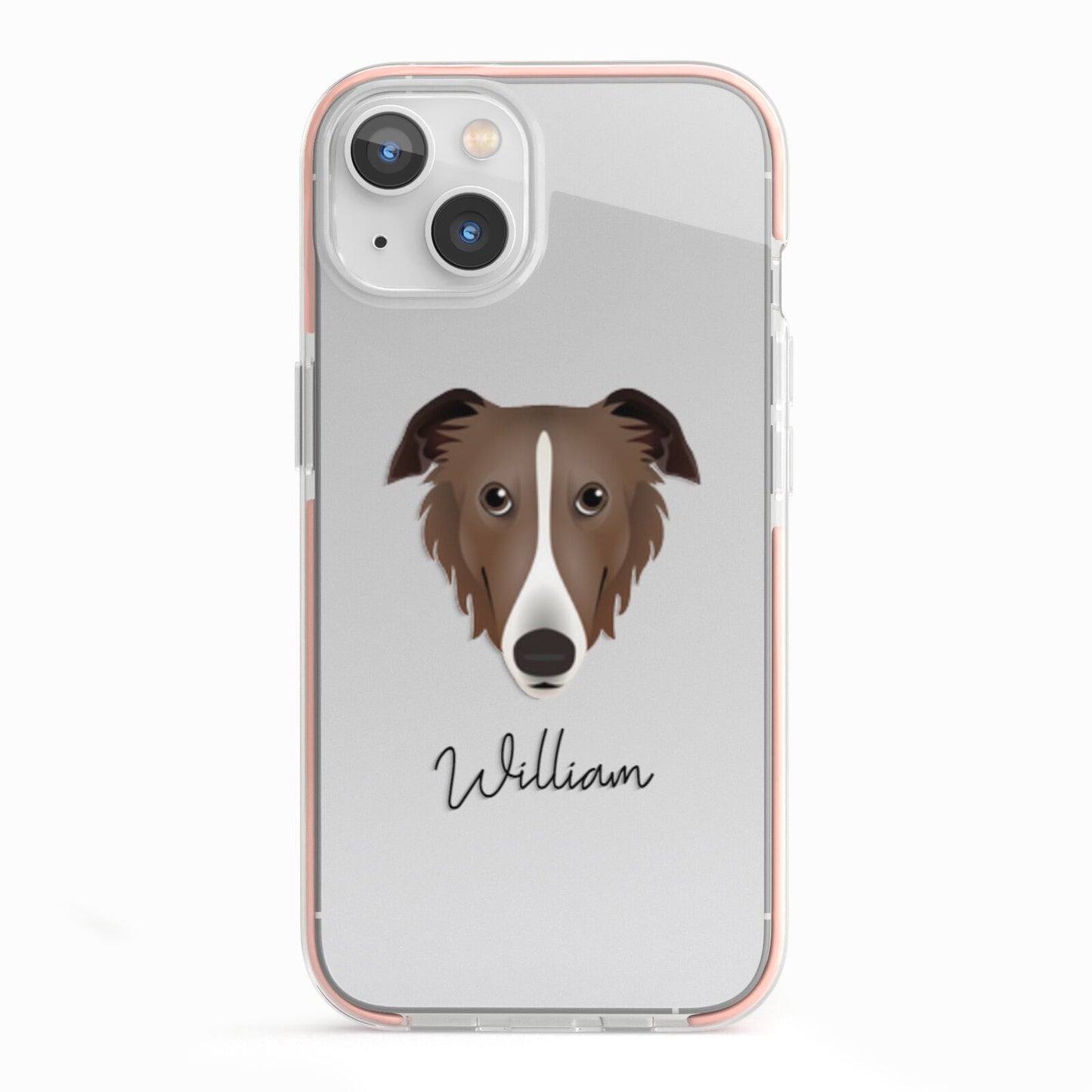 Borzoi Personalised iPhone 13 TPU Impact Case with Pink Edges