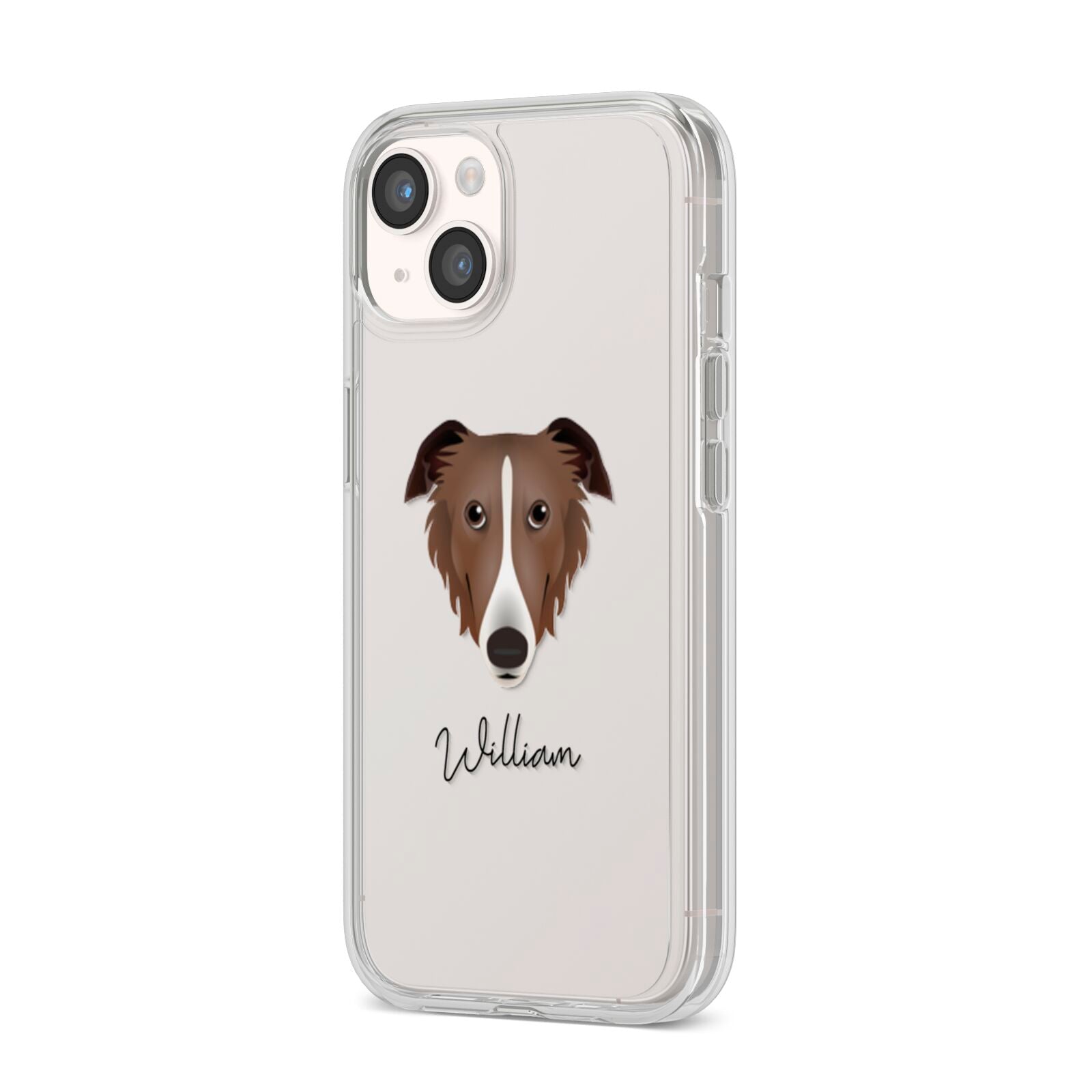 Borzoi Personalised iPhone 14 Clear Tough Case Starlight Angled Image