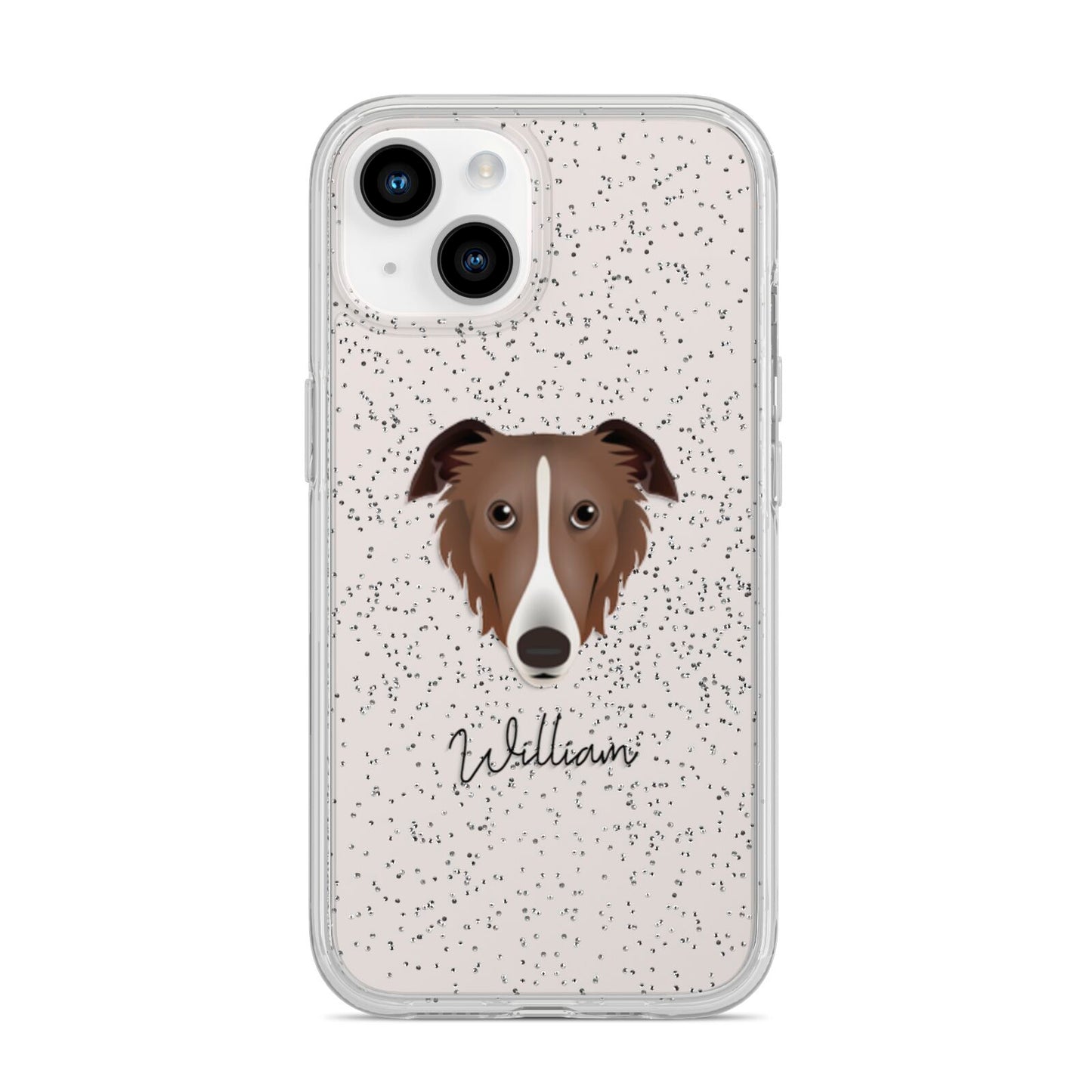 Borzoi Personalised iPhone 14 Glitter Tough Case Starlight