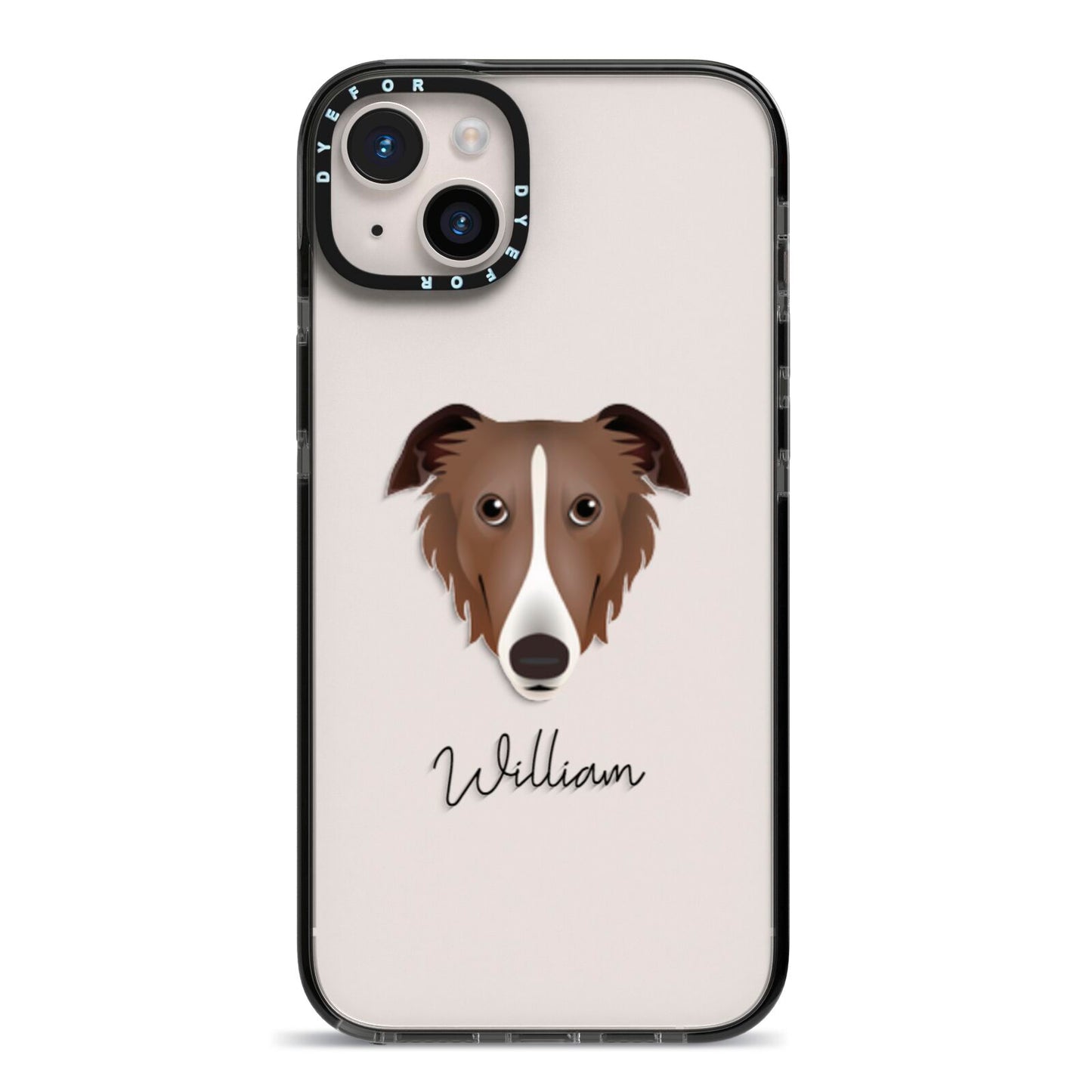 Borzoi Personalised iPhone 14 Plus Black Impact Case on Silver phone