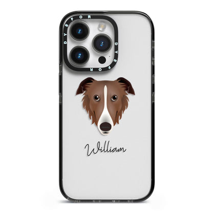 Borzoi Personalised iPhone 14 Pro Black Impact Case on Silver phone