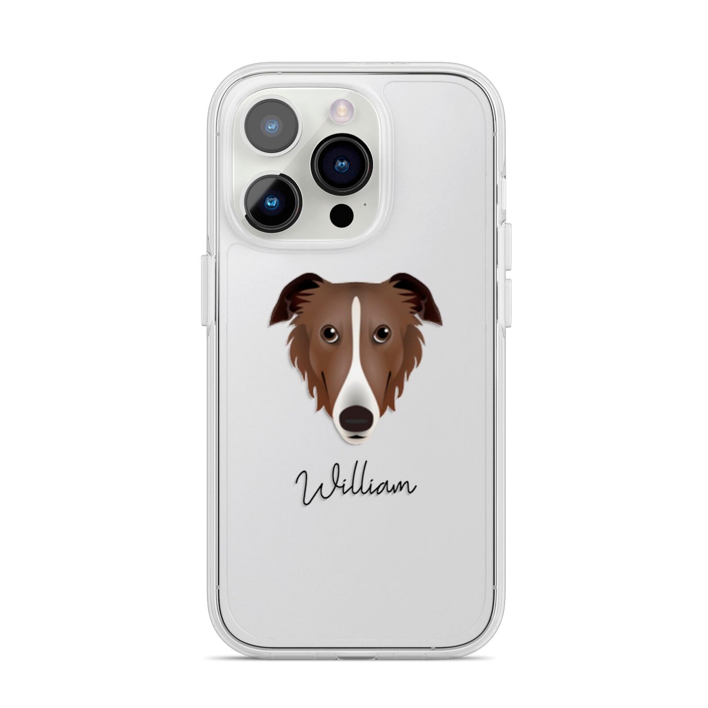 Borzoi Personalised iPhone 14 Pro Clear Tough Case Silver