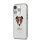 Borzoi Personalised iPhone 14 Pro Glitter Tough Case Silver Angled Image