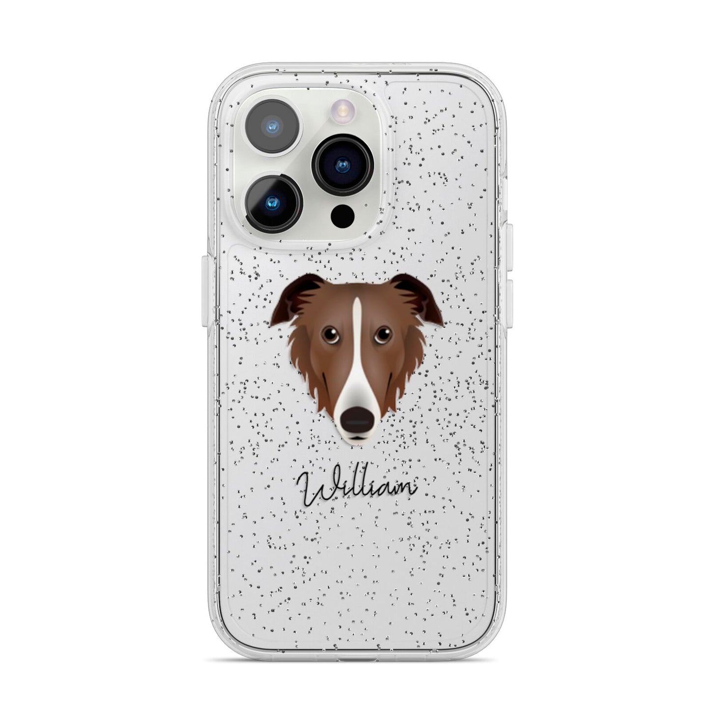 Borzoi Personalised iPhone 14 Pro Glitter Tough Case Silver